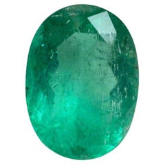 3.85 Carat Deep Bluish Green Colombian Emerald Oval - May Birthstone Gem
