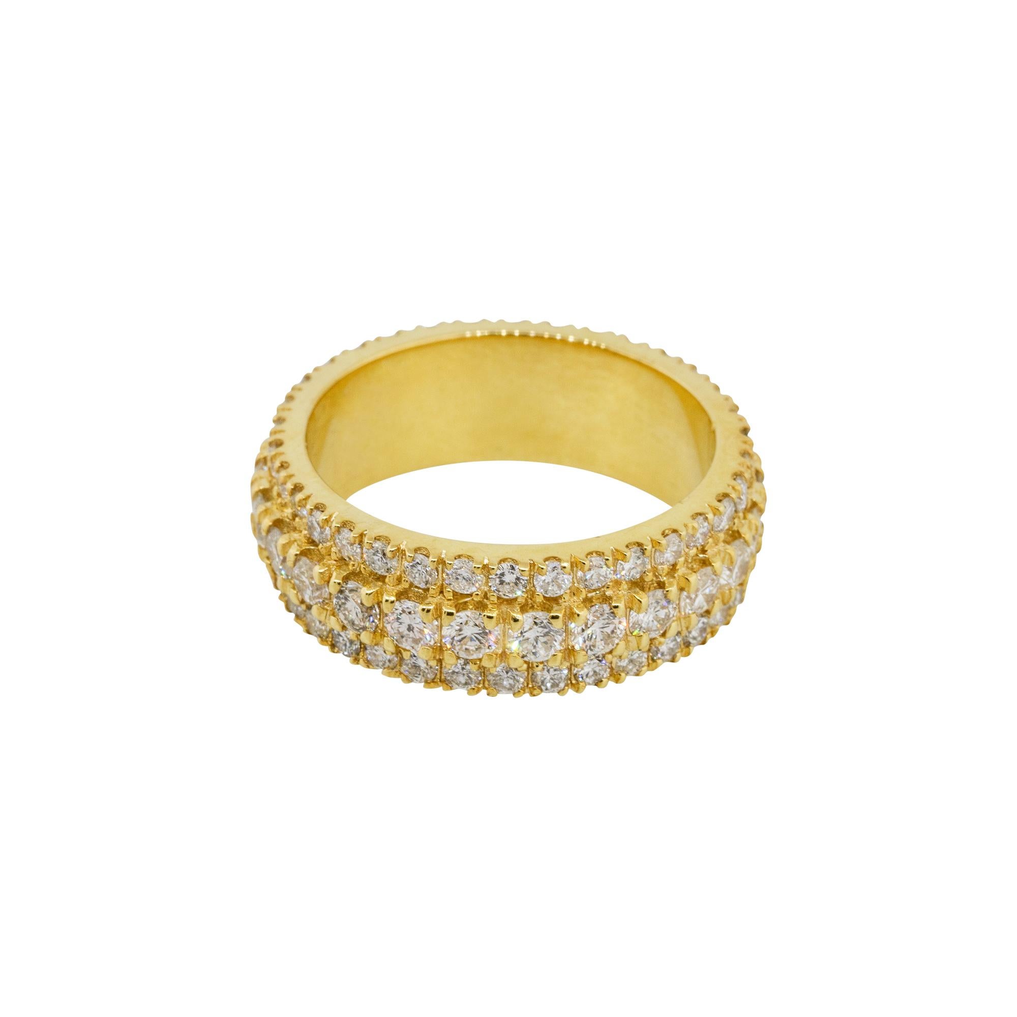 3,85 Karat Diamant Herrenband Pave Ring 14 Karat (Rundschliff) im Angebot