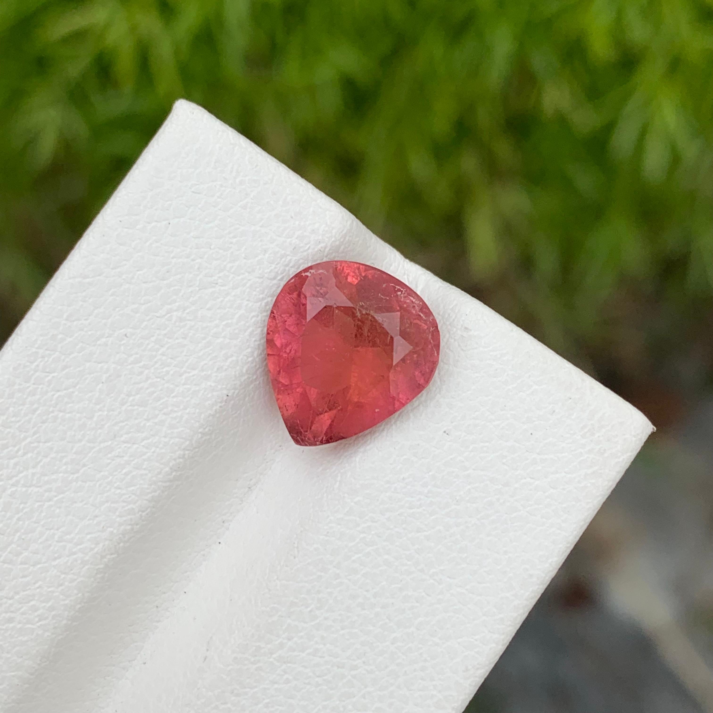 Arts and Crafts 3.85 Carat Lovely Loose Rubellite Tourmaline Pear Shape Gem From Afghanistan  For Sale