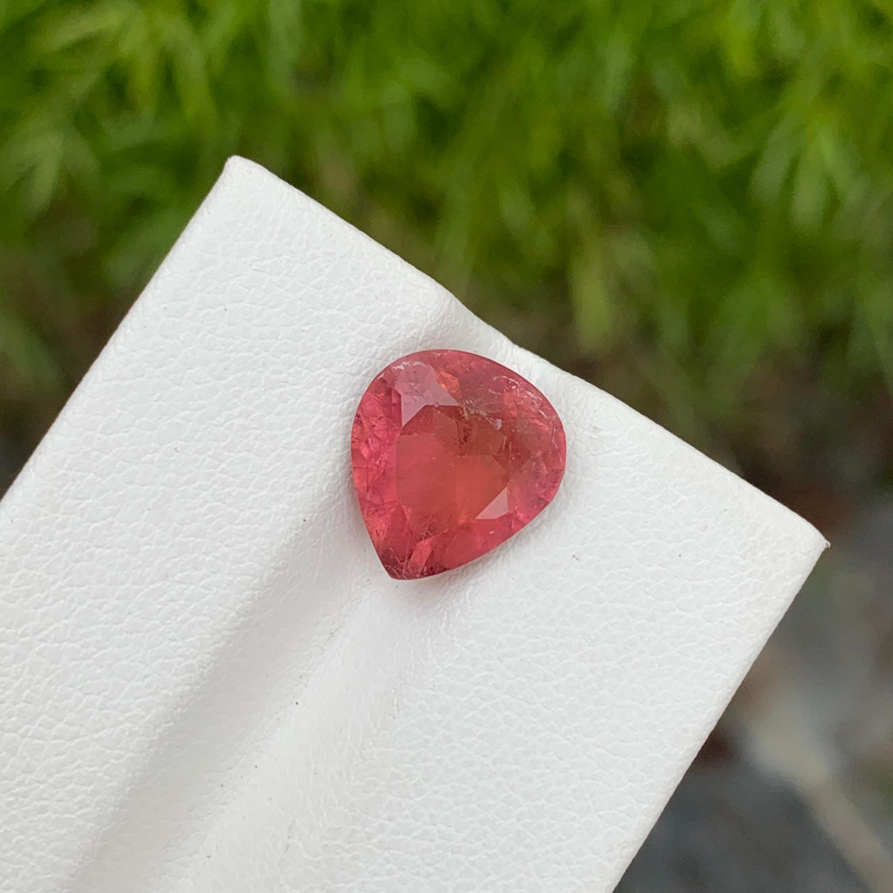 Pear Cut 3.85 Carat Lovely Loose Rubellite Tourmaline Pear Shape Gem From Afghanistan  For Sale