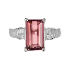 3,85 Karat Natürlicher Smaragdschliff Rosa Turmalin Diamant Gold Cocktail Ring