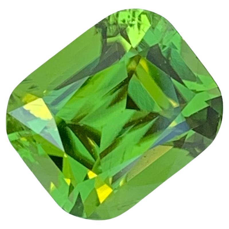 3.85 Carat Natural Loose Apple Green Peridot Cushion Shape Gem From Earth Mine  For Sale