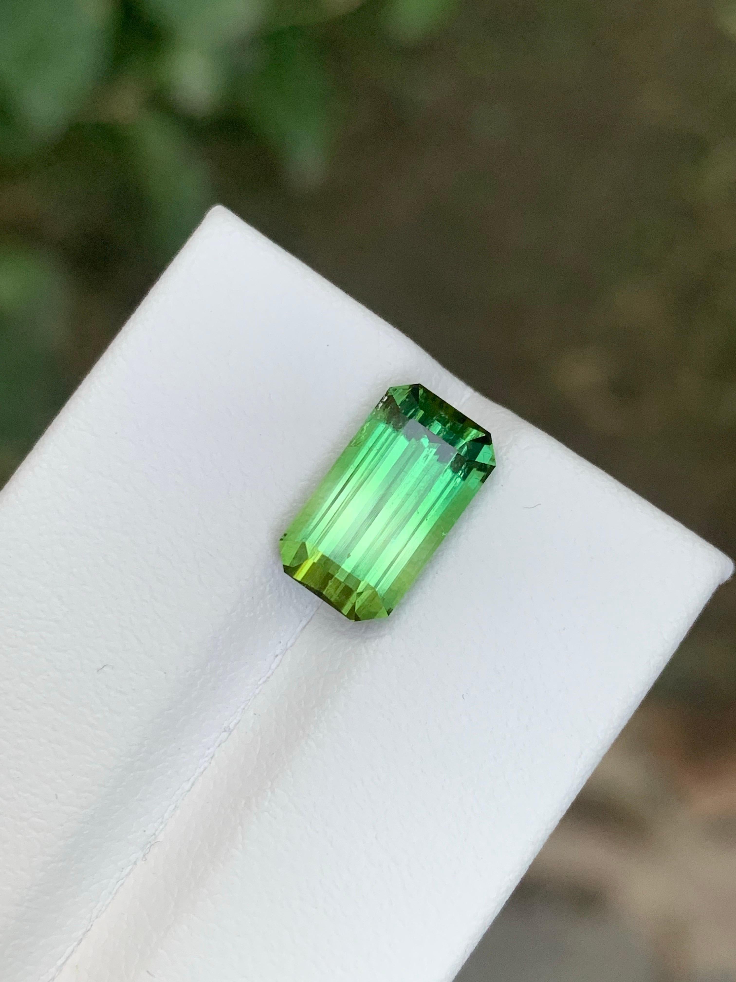 3.85 Carat Natural Loose Bi Colour Tourmaline Emerald Shape Gemstone For Sale 6