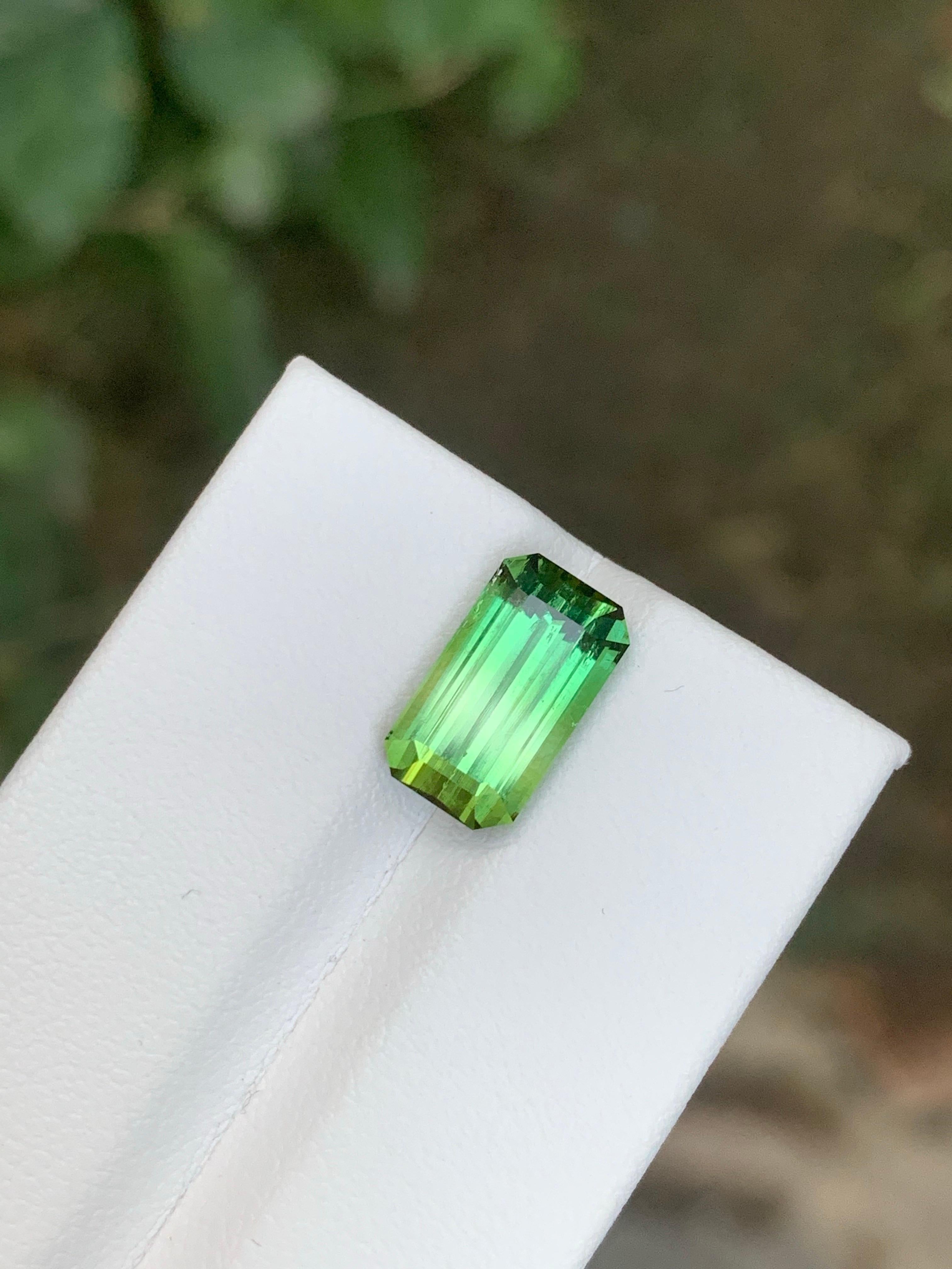 Arts and Crafts 3.85 Carat Natural Loose Bi Colour Tourmaline Emerald Shape Gemstone For Sale