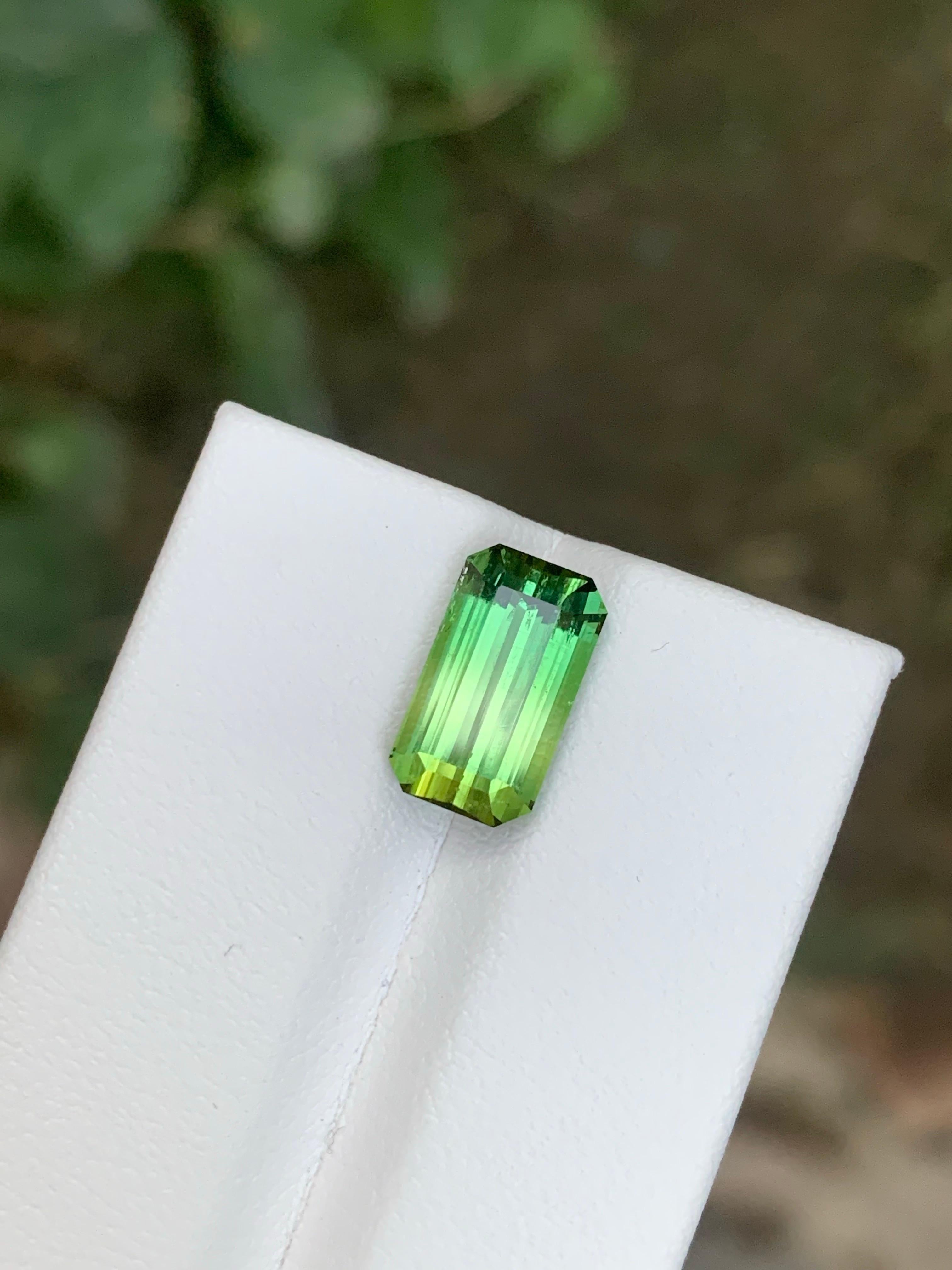 Emerald Cut 3.85 Carat Natural Loose Bi Colour Tourmaline Emerald Shape Gemstone For Sale