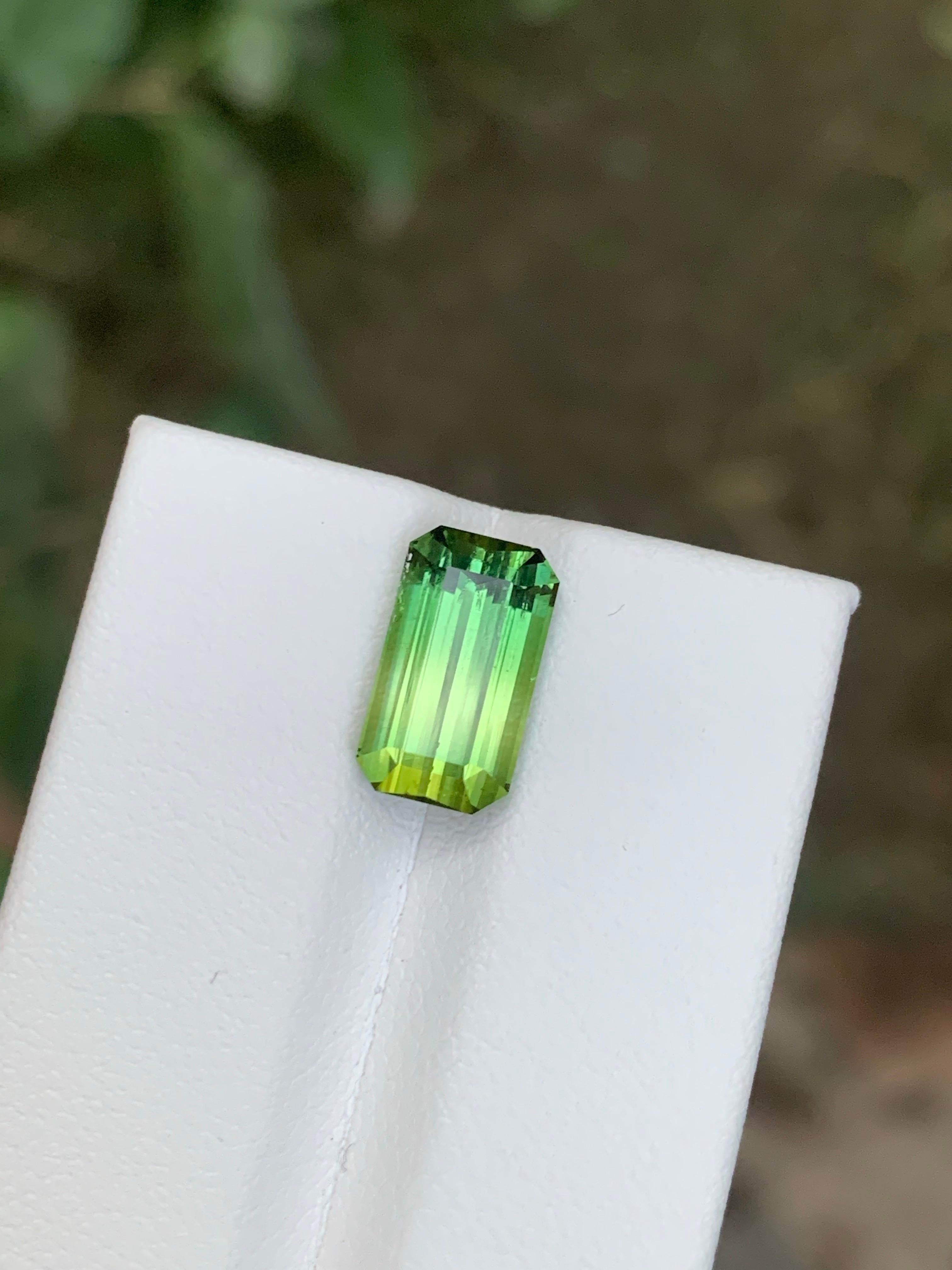3.85 Carat Natural Loose Bi Colour Tourmaline Emerald Shape Gemstone In New Condition For Sale In Peshawar, PK