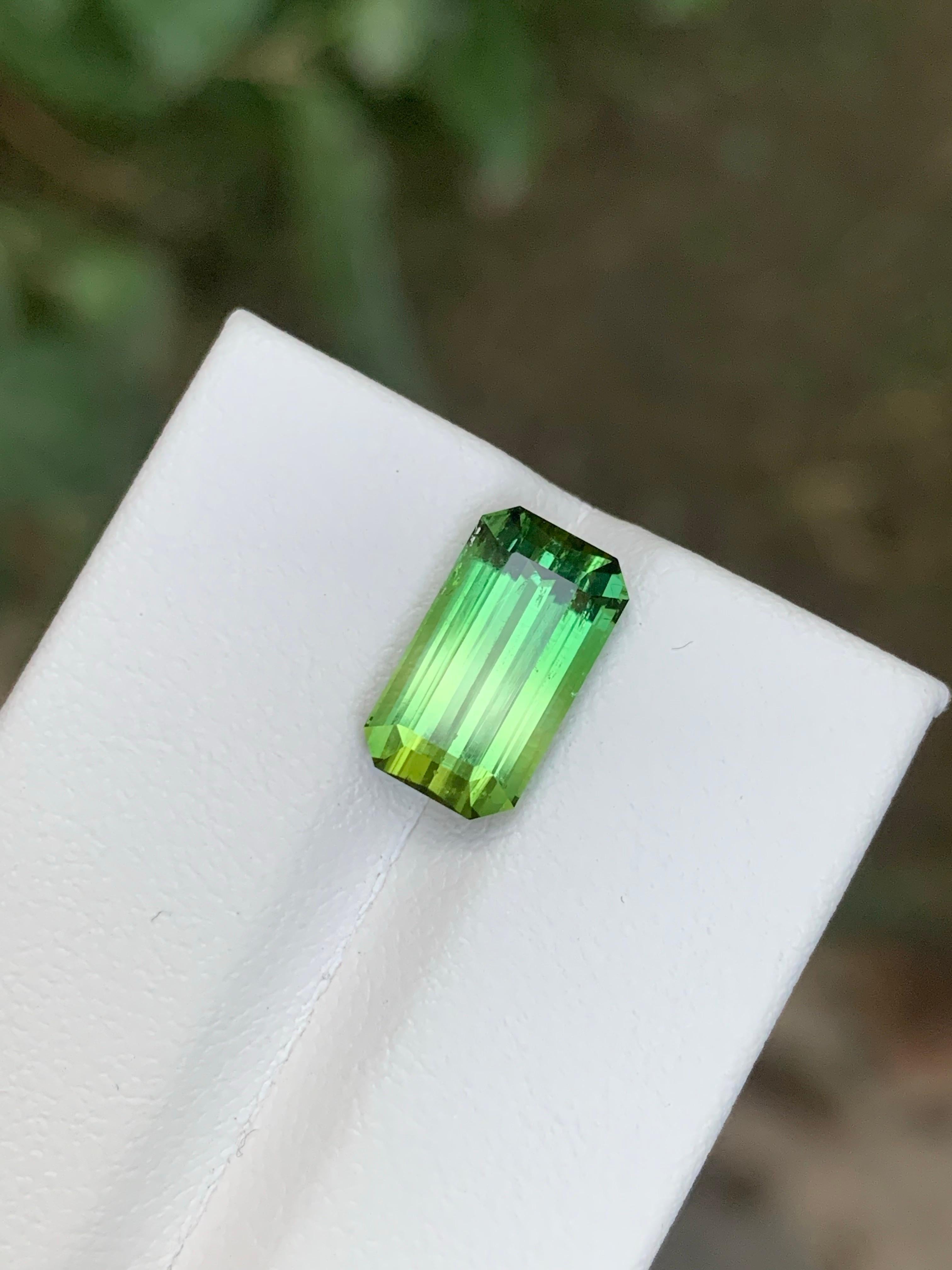 3.85 Carat Natural Loose Bi Colour Tourmaline Emerald Shape Gemstone For Sale 1