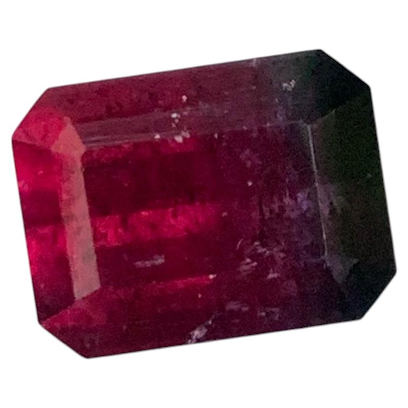 3.85 Carat Natural Loose Bi Colour Tourmaline Emerald Shape Gemstone For Sale