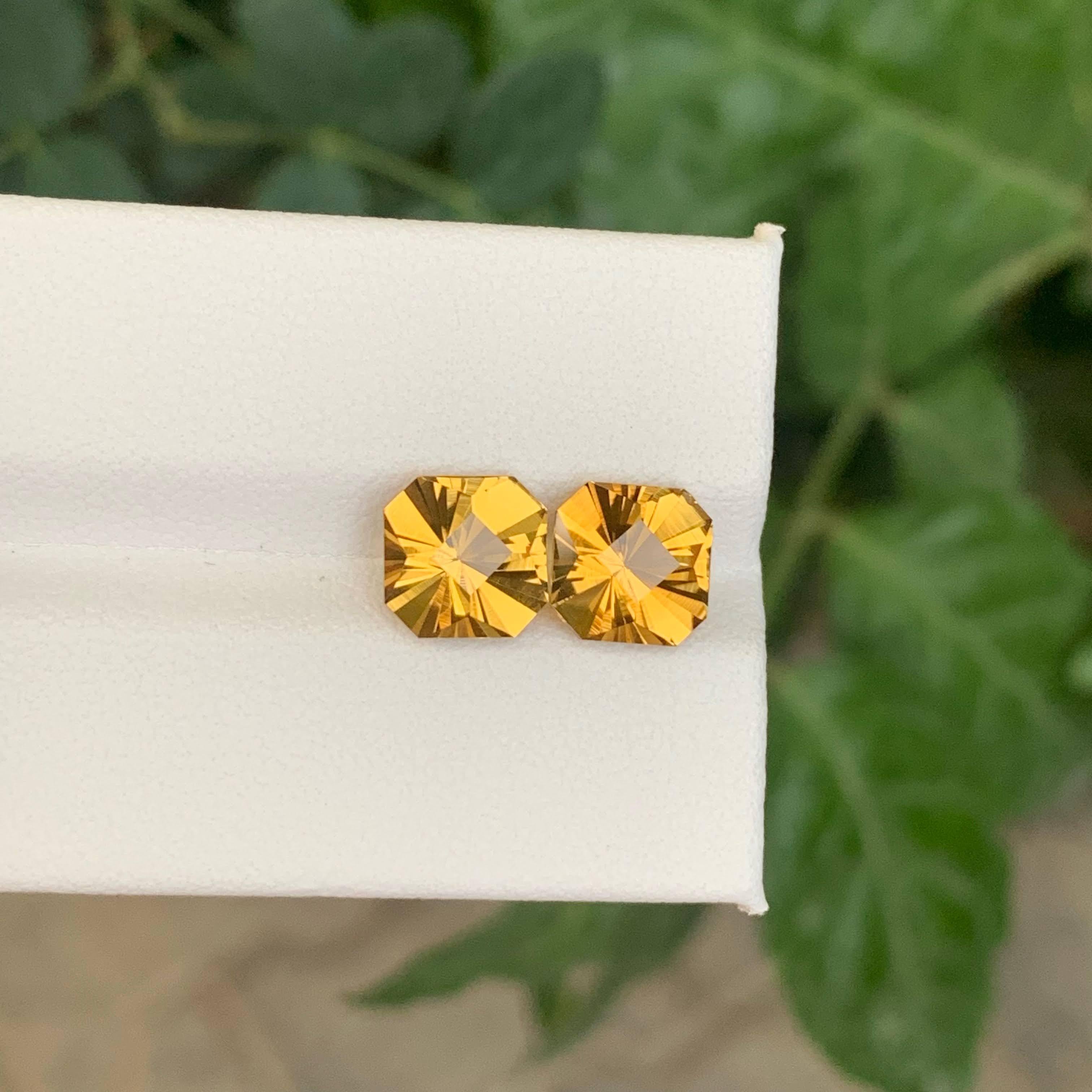 3.85 Carat Natural Loose Golden Citrine Stone Asscher Cut Brazilian Gemstone For Sale 5