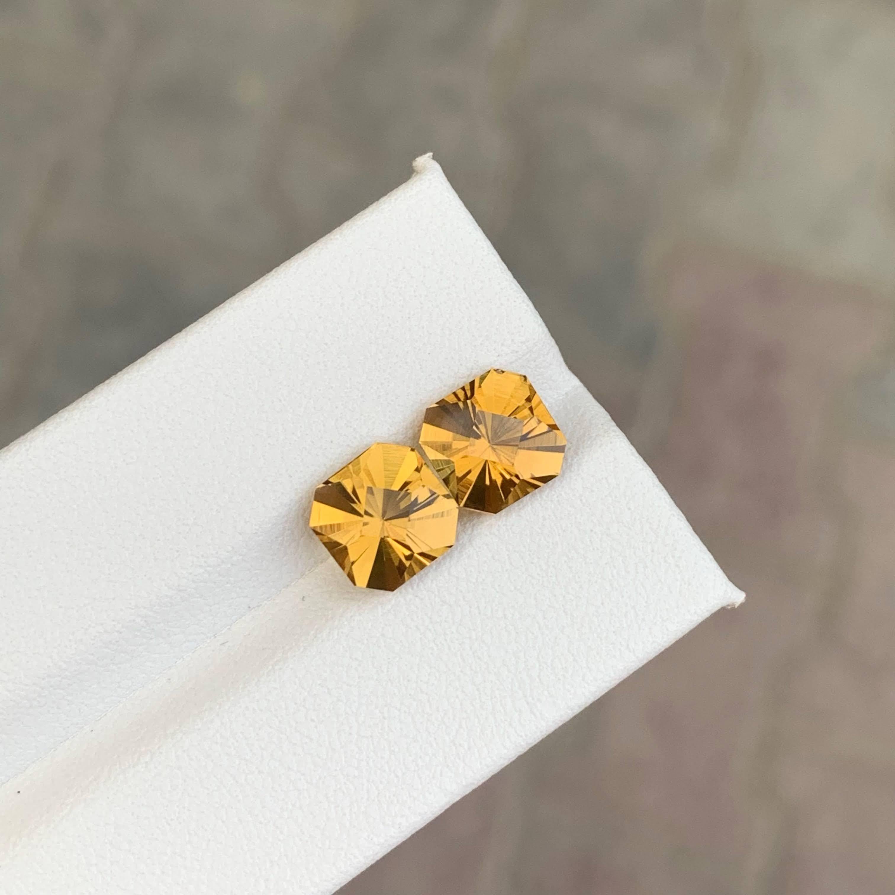 3.85 Carat Natural Loose Golden Citrine Stone Asscher Cut Brazilian Gemstone In New Condition For Sale In Bangkok, TH