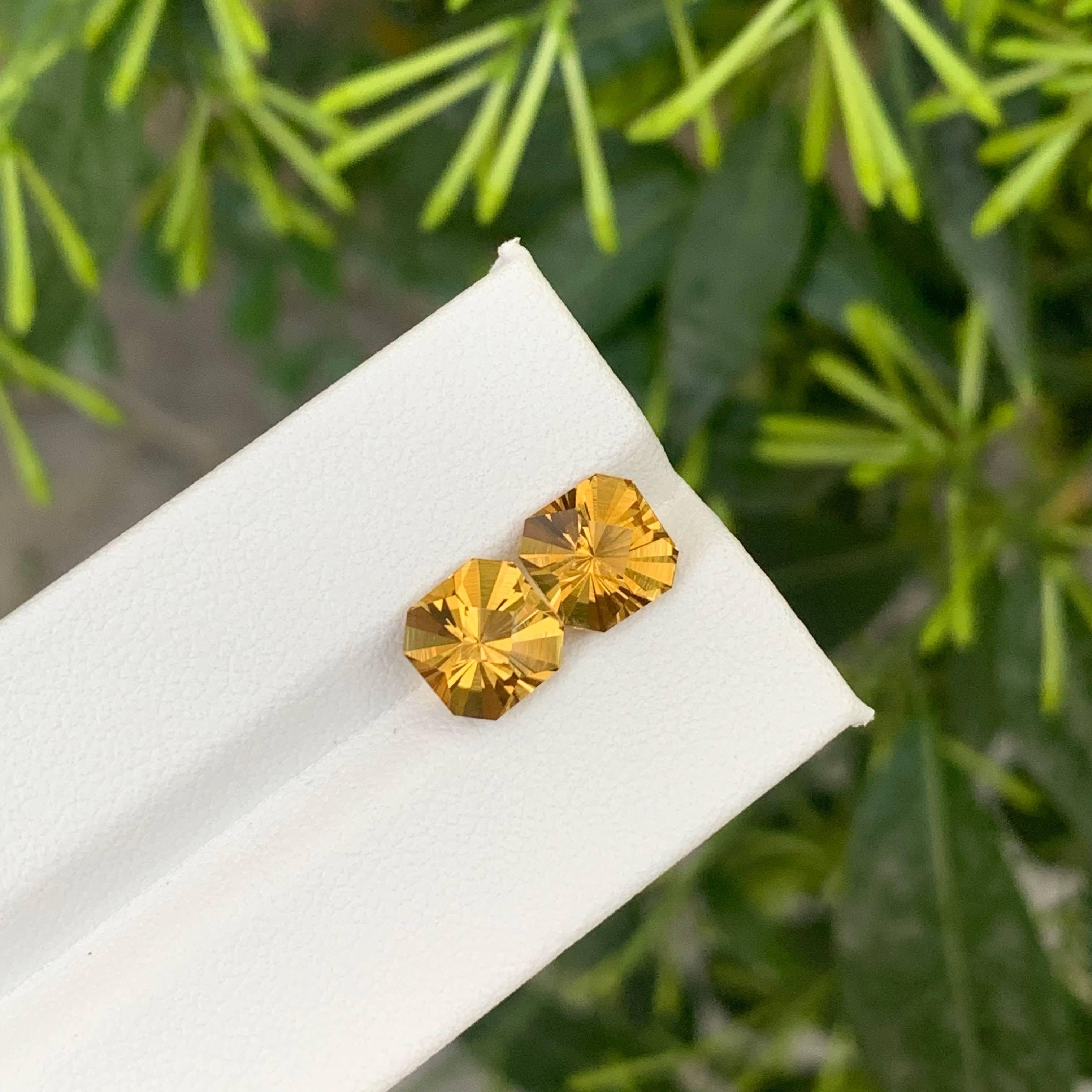 3.85 Carat Natural Loose Golden Citrine Stone Asscher Cut Brazilian Gemstone For Sale 1