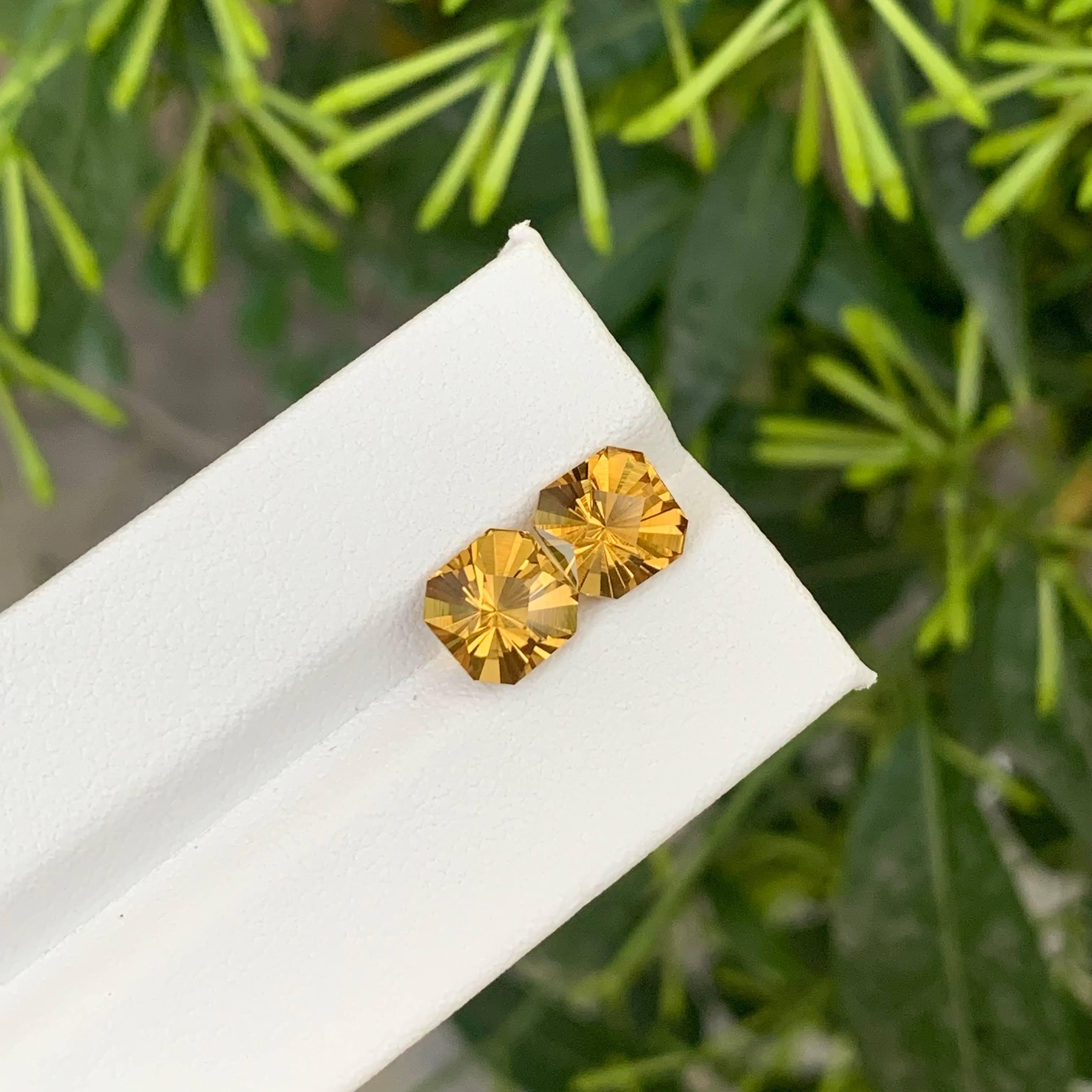 3.85 Carat Natural Loose Golden Citrine Stone Asscher Cut Brazilian Gemstone For Sale 2