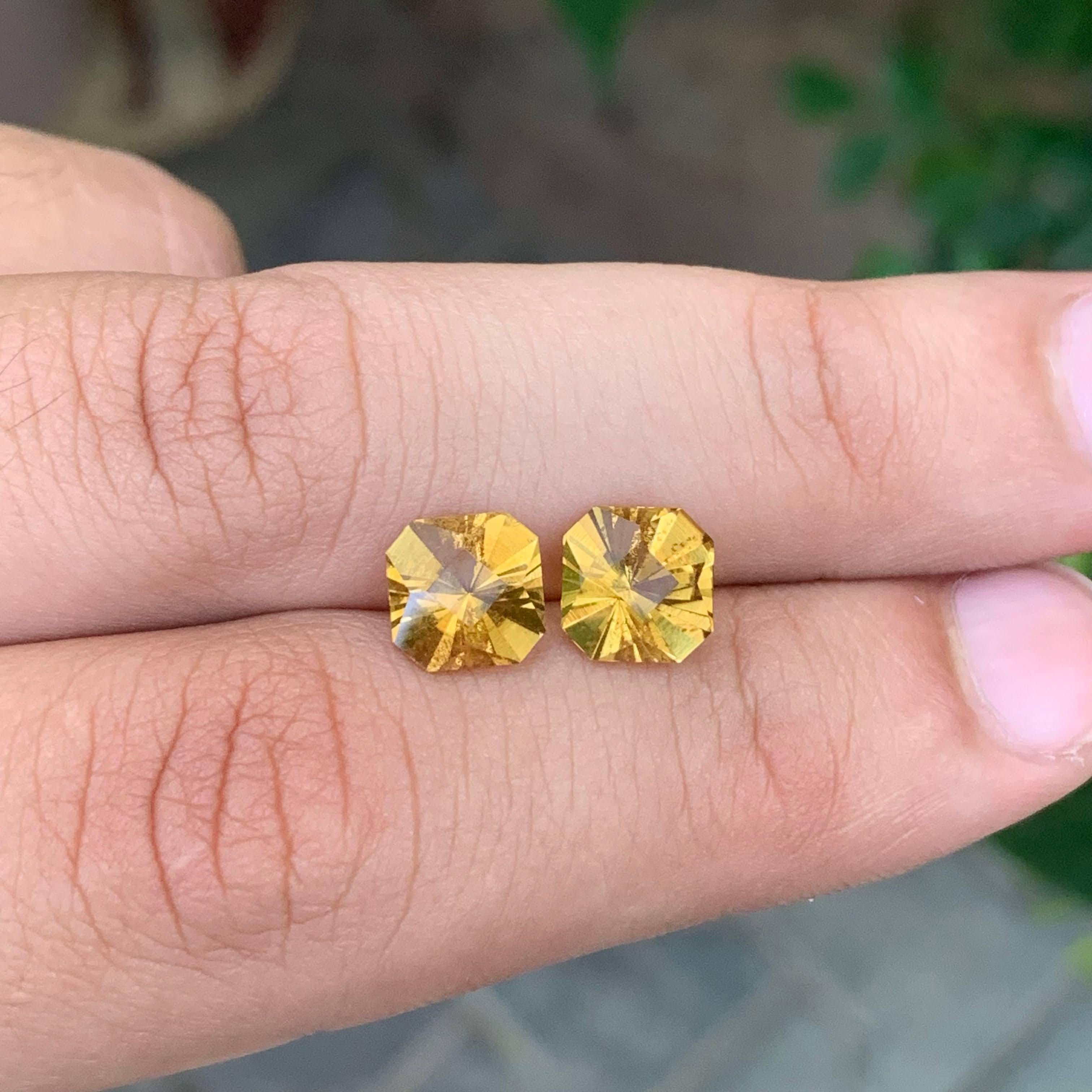 3.85 Carat Natural Loose Golden Citrine Stone Asscher Cut Brazilian Gemstone For Sale 3