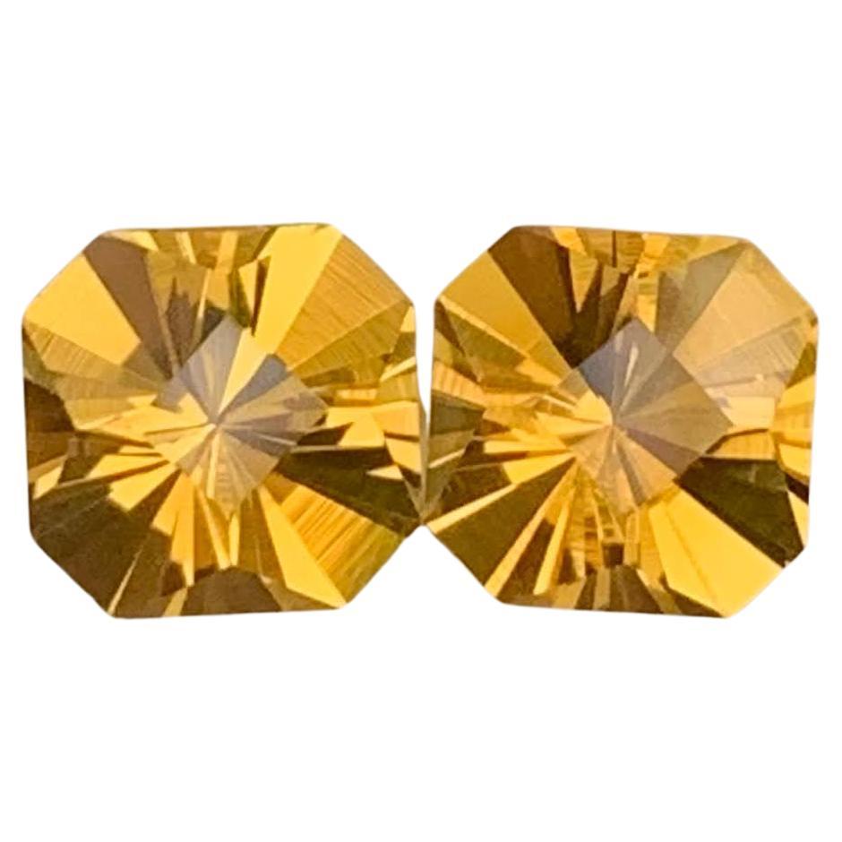 3.85 Carat Natural Loose Golden Citrine Stone Asscher Cut Brazilian Gemstone For Sale
