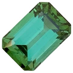 3.85 Carat Natural Loose Green Tourmaline Emerald Shape Gem For Necklace