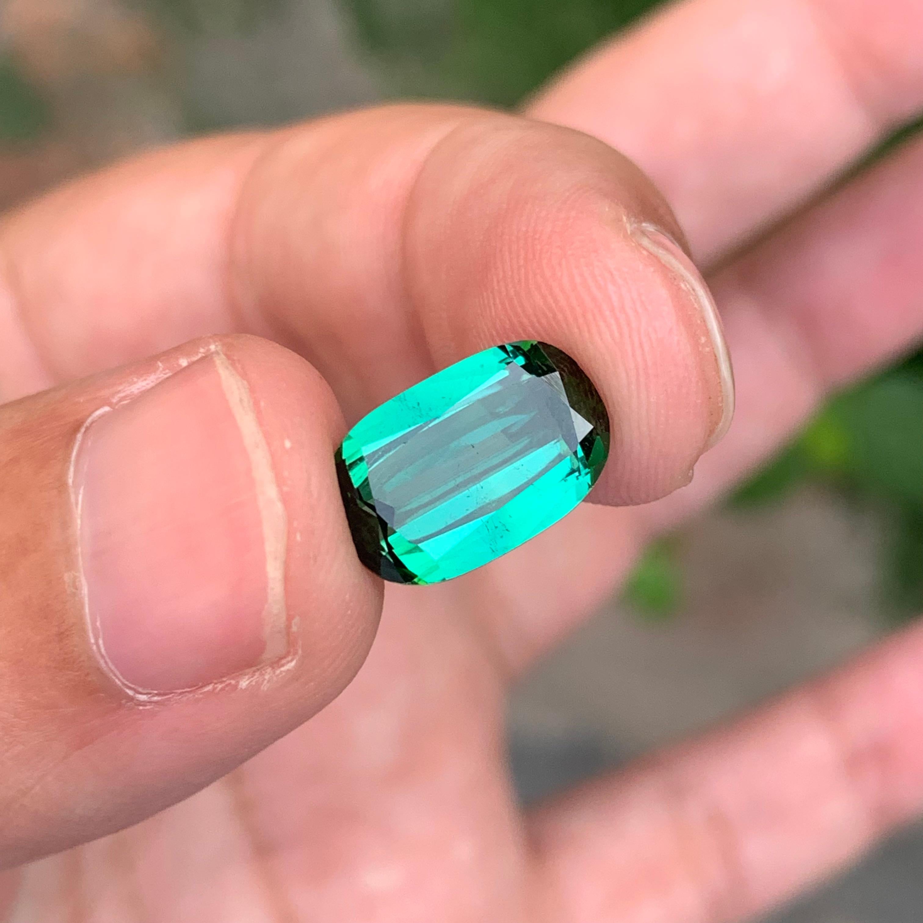 3.85 Carat Natural Loose Green Tourmaline Long Cushion Shape Gemstone (pierre précieuse en forme de coussin) en vente 4