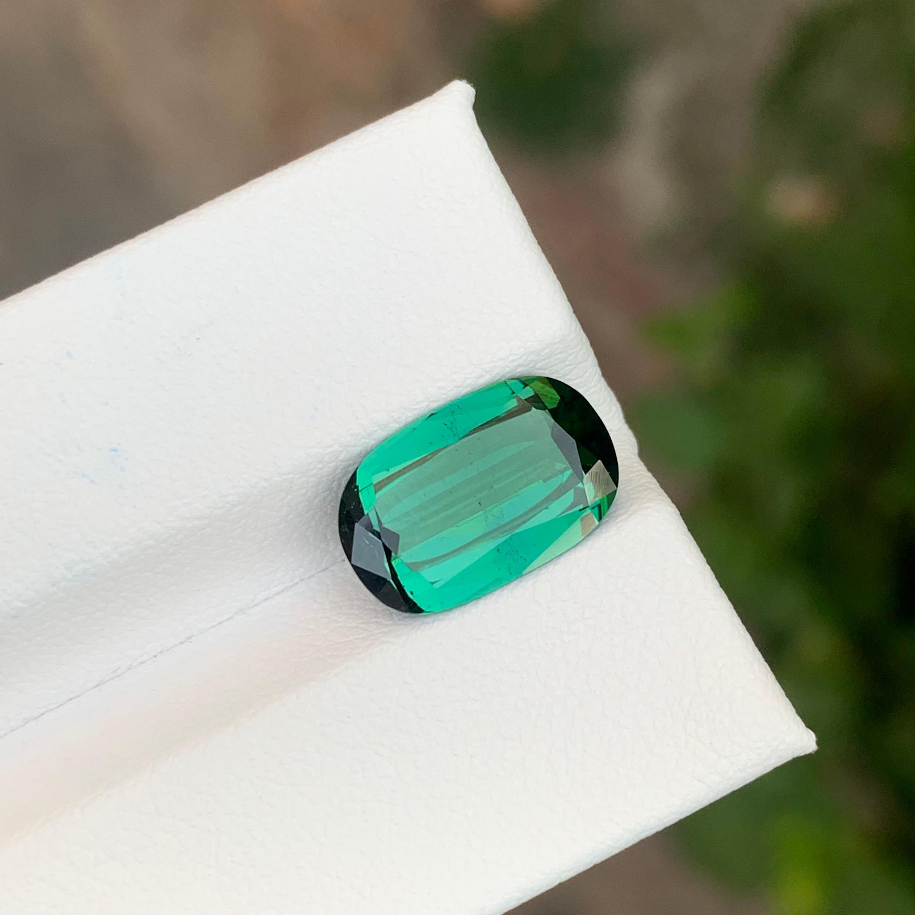 3.85 Carat Natural Loose Green Tourmaline Long Cushion Shape Gemstone (pierre précieuse en forme de coussin) en vente 1