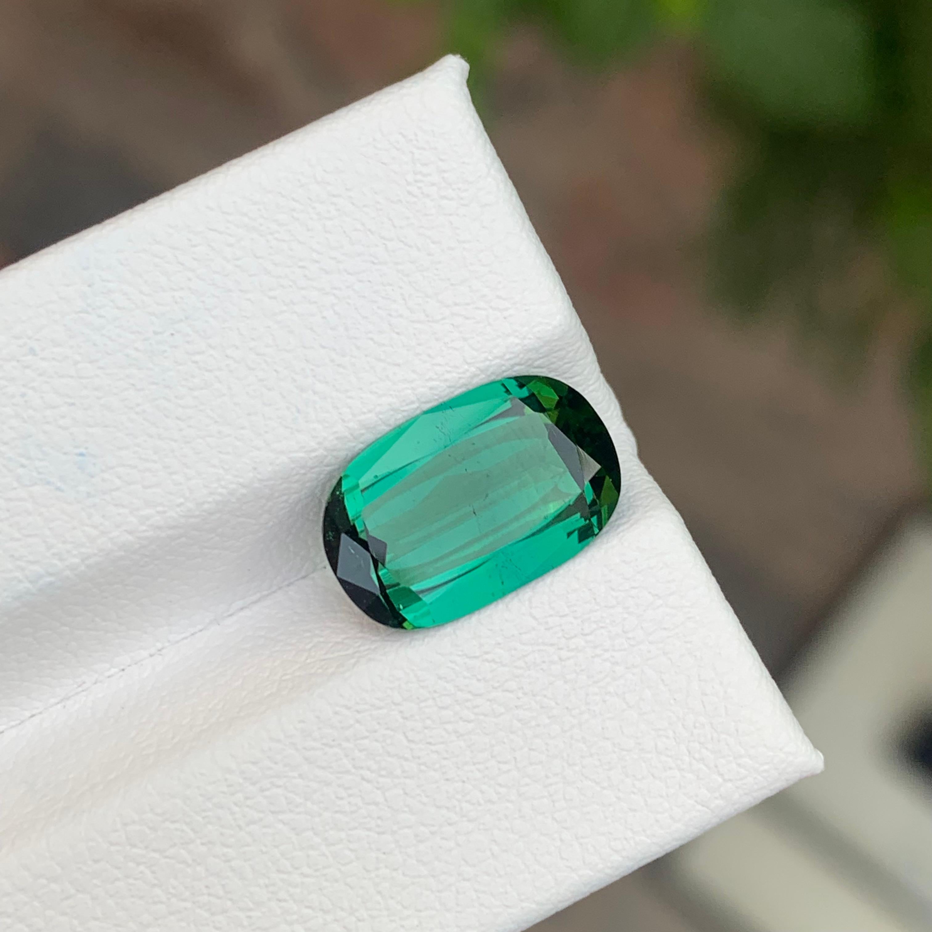 3.85 Carat Natural Loose Green Tourmaline Long Cushion Shape Gemstone (pierre précieuse en forme de coussin) en vente 2