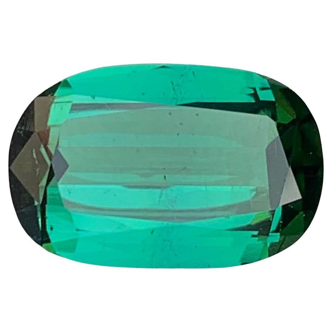 3.85 Carat Natural Loose Green Tourmaline Long Cushion Shape Gemstone