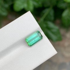 3.85 Carat Natural Loose Mint Green Tourmaline Emerald Shape Gem For Jewellery