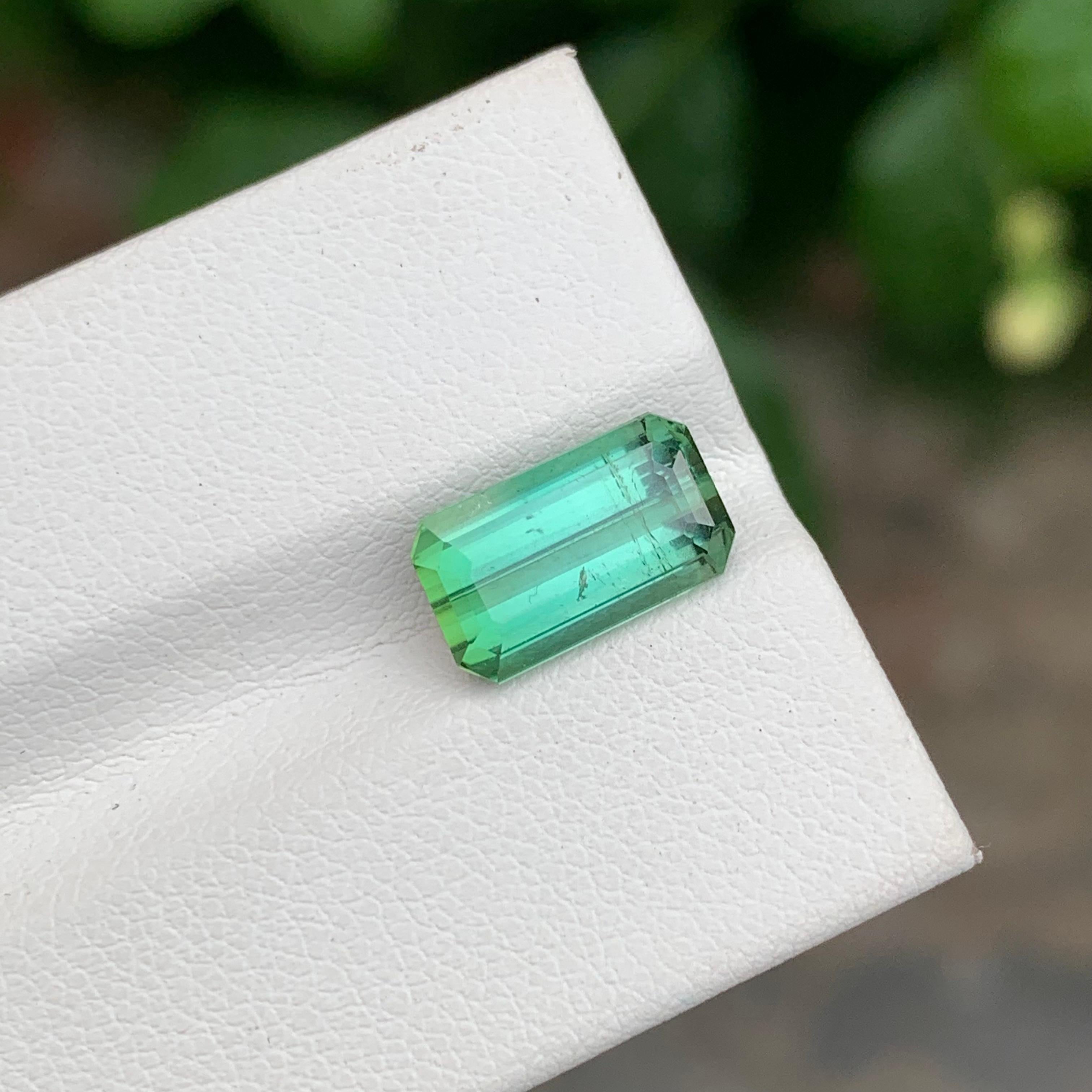 Women's or Men's 3.85 Carat Natural Loose Mint Green Tourmaline Emerald Shape Gem For Jewellery For Sale