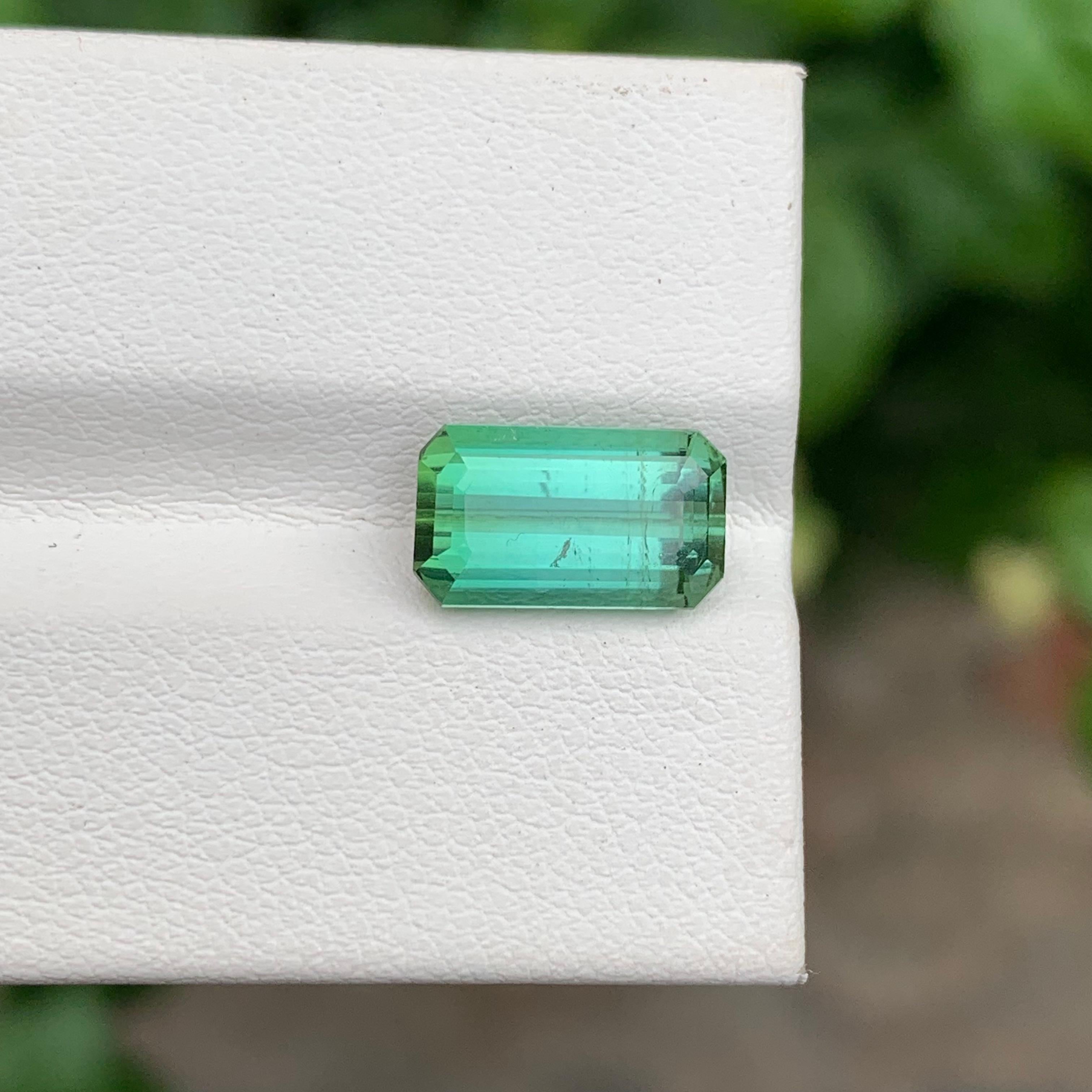 3.85 Carat Natural Loose Mint Green Tourmaline Emerald Shape Gem For Jewellery For Sale 1
