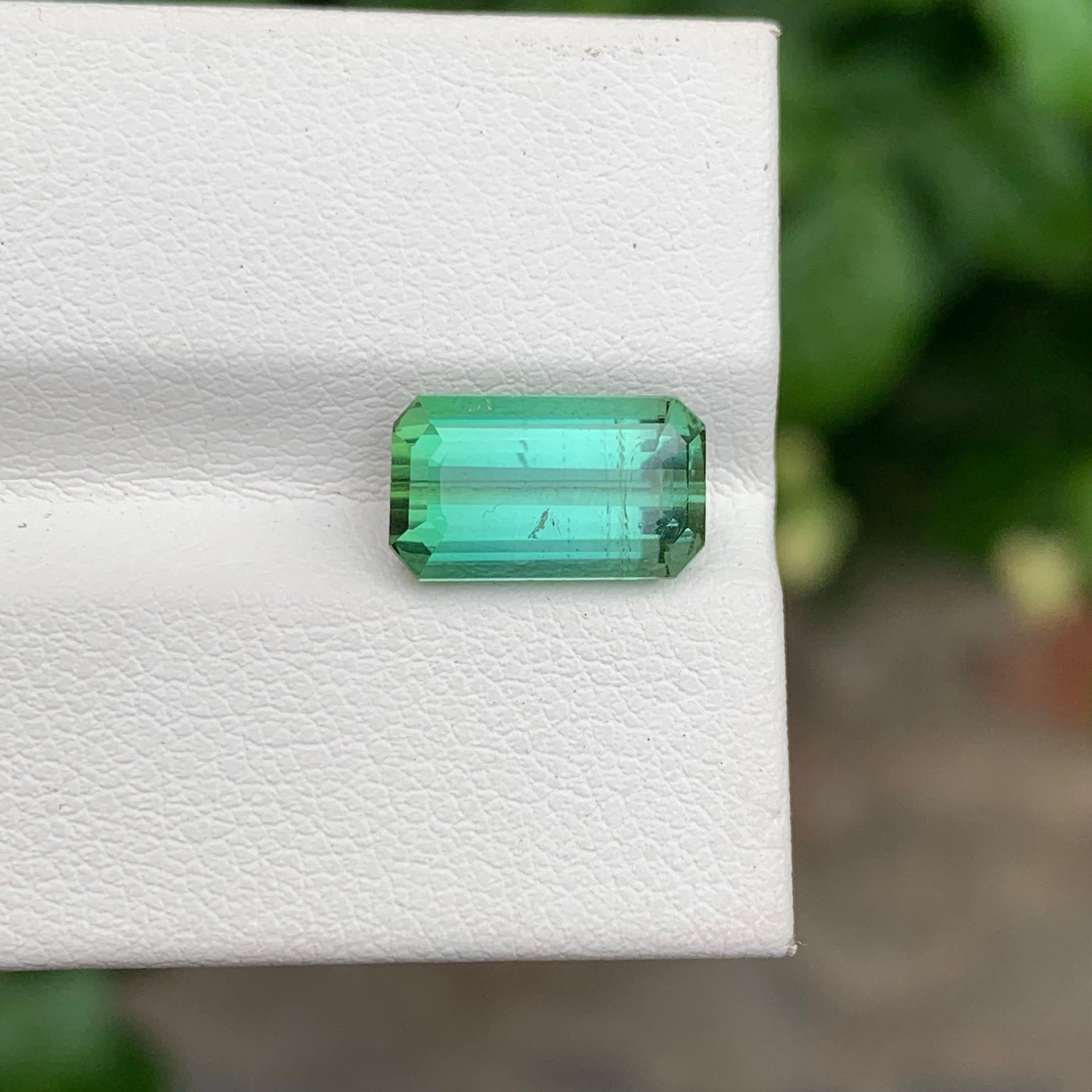 3.85 Carat Natural Loose Mint Green Tourmaline Emerald Shape Gem For Jewellery For Sale 3