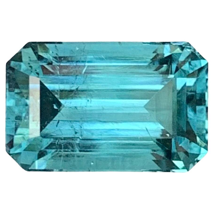 3.85 Carat Natural Loose Seafoam Tourmaline Emerald Shape Gemstone For Sale