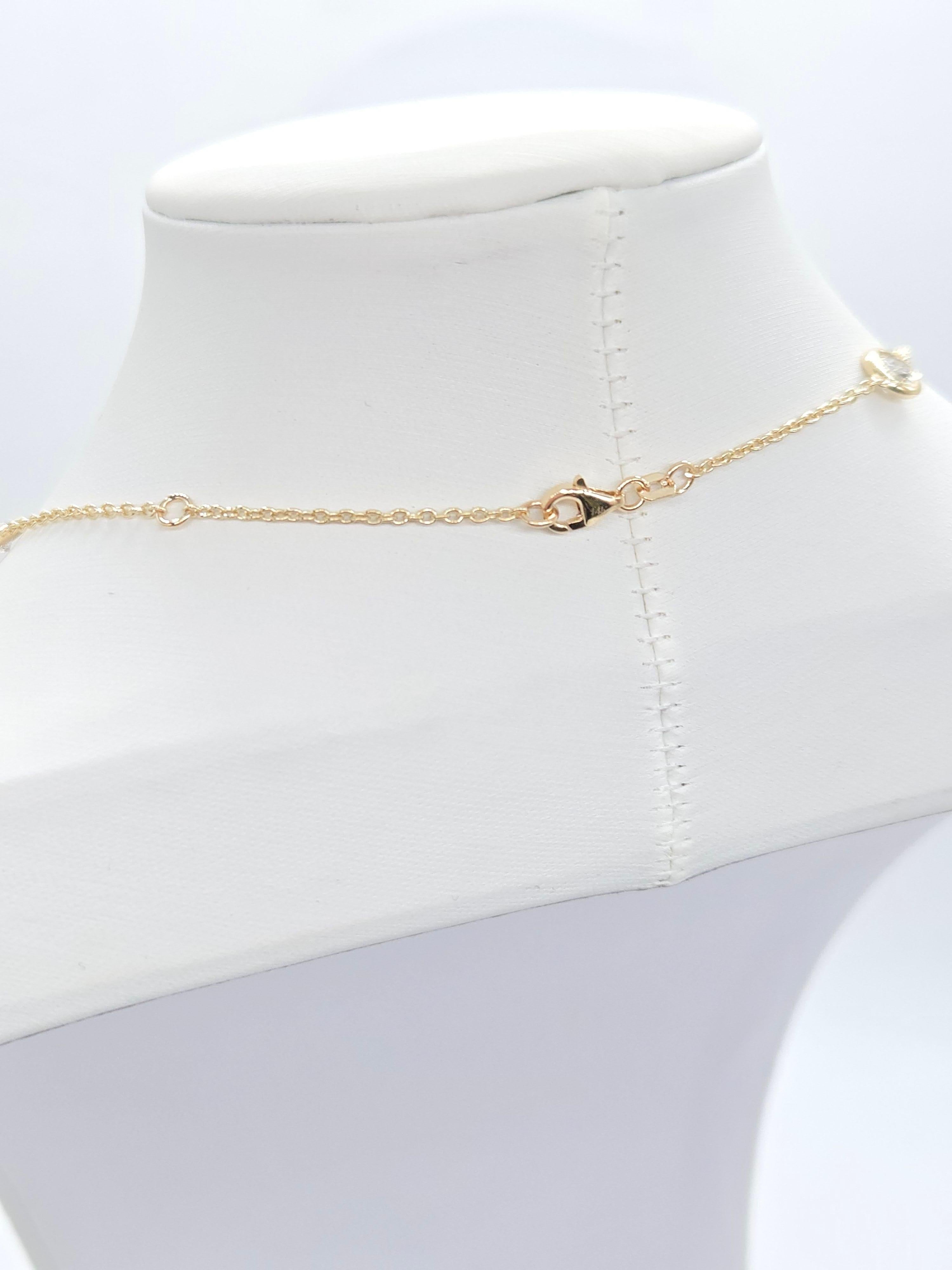 Round Cut 3.85 Carat Natural Diamond By The Yard Necklace 14 Karat Yellow Gold 16'' For Sale