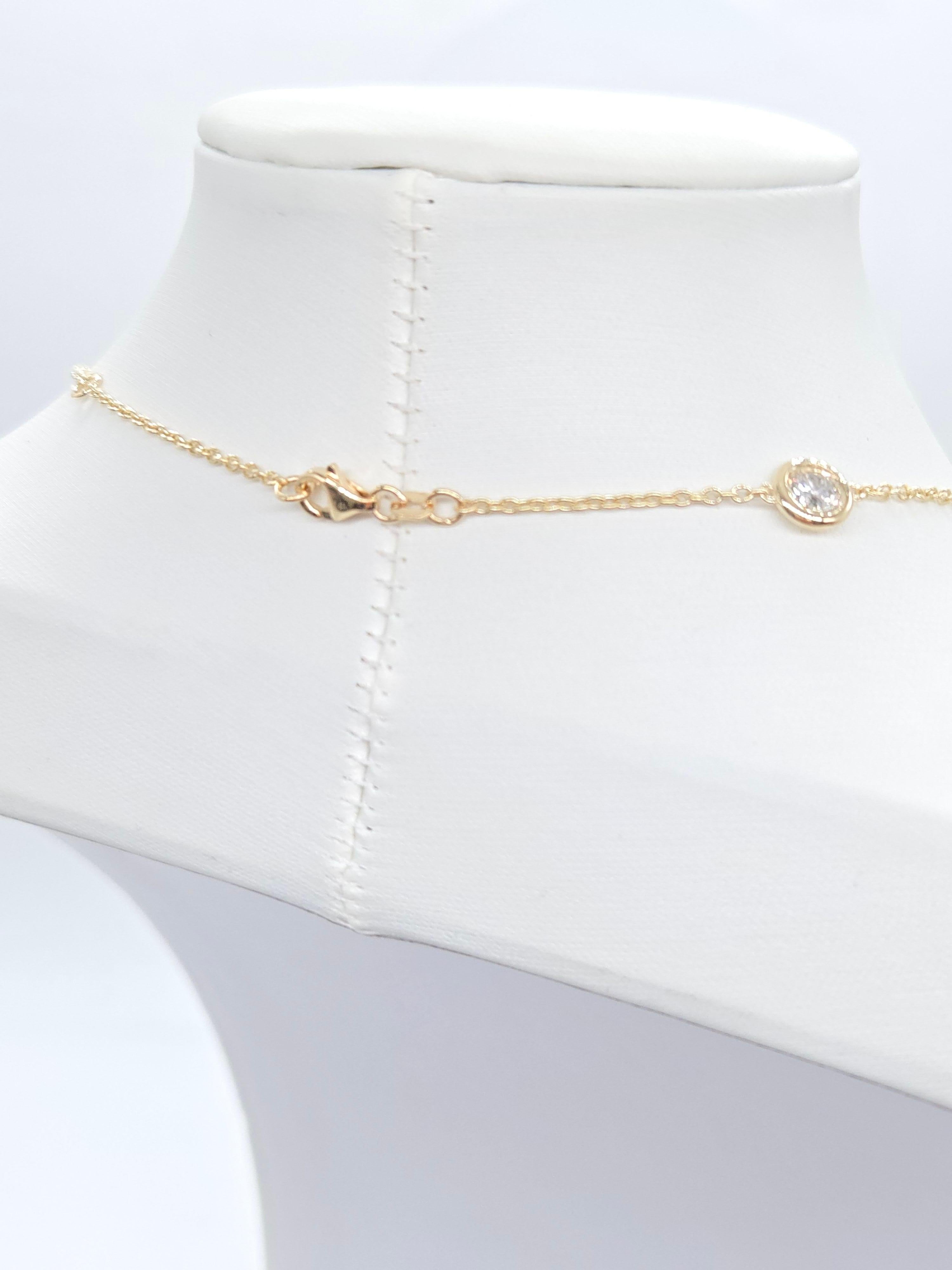 3.85 Carat Natural Diamond By The Yard Necklace 14 Karat Yellow Gold 16'' In New Condition For Sale In Great Neck Plaza, NY