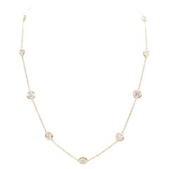 3,85 Karat natürlicher Diamant By The Yard Halskette 14 Karat Gelbgold 16''