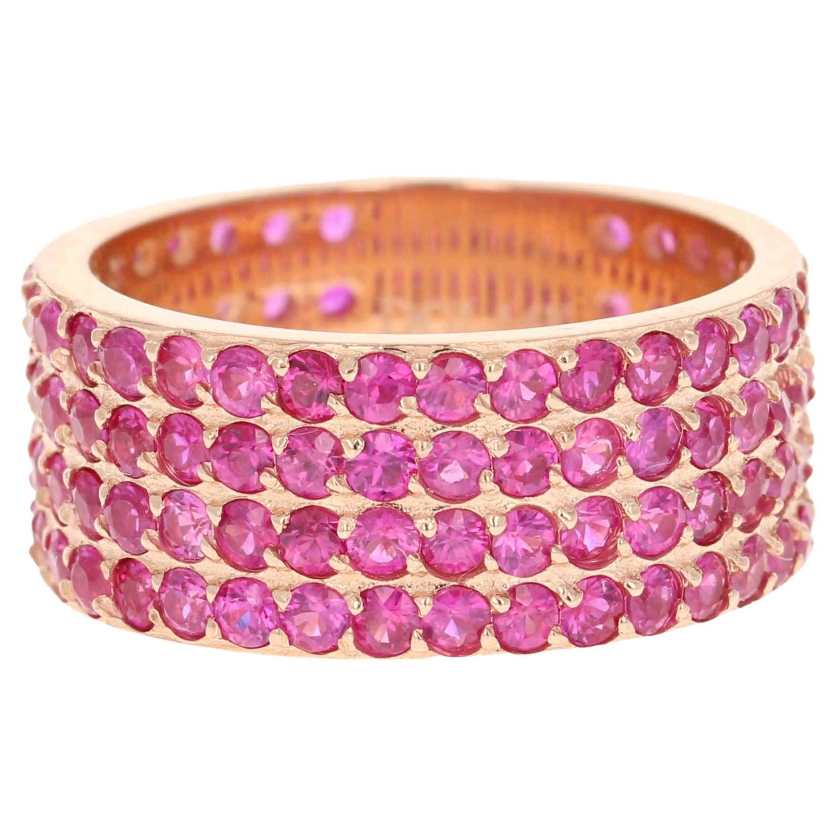 3.85 Carat Pink Sapphire 14 Karat Rose Gold Band