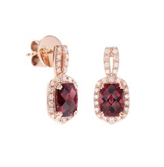 Sunita Nahata Rhodolite 3.85ct. Drop Earring in 18KRG with White Diamond.