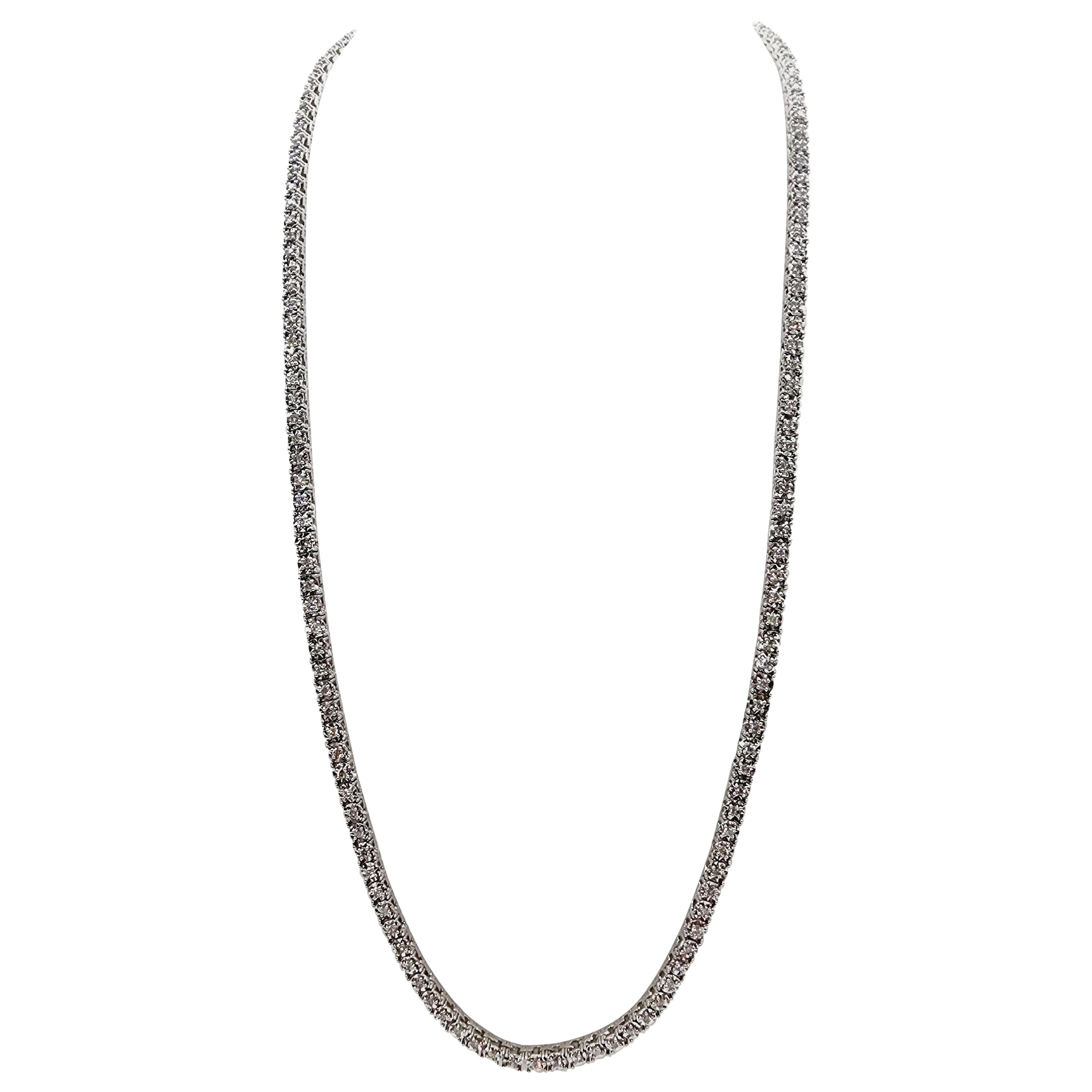3,85 Karat Runder Brillant Diamant Illusion Halskette 14 Karat Weißgold 20''
