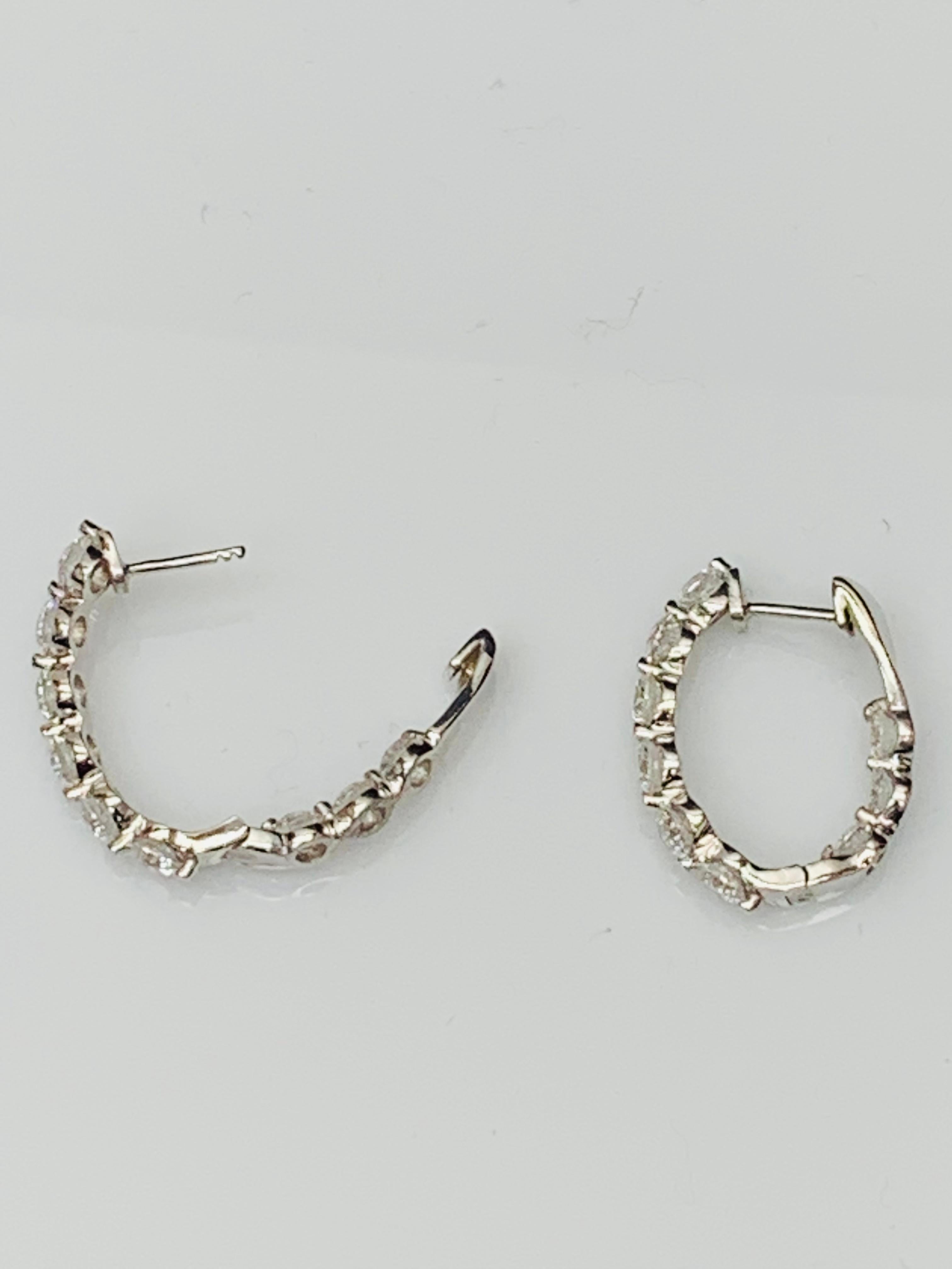 3.85 Carat Round Cut Diamond Hoop Earrings in 14K White Gold In New Condition For Sale In NEW YORK, NY