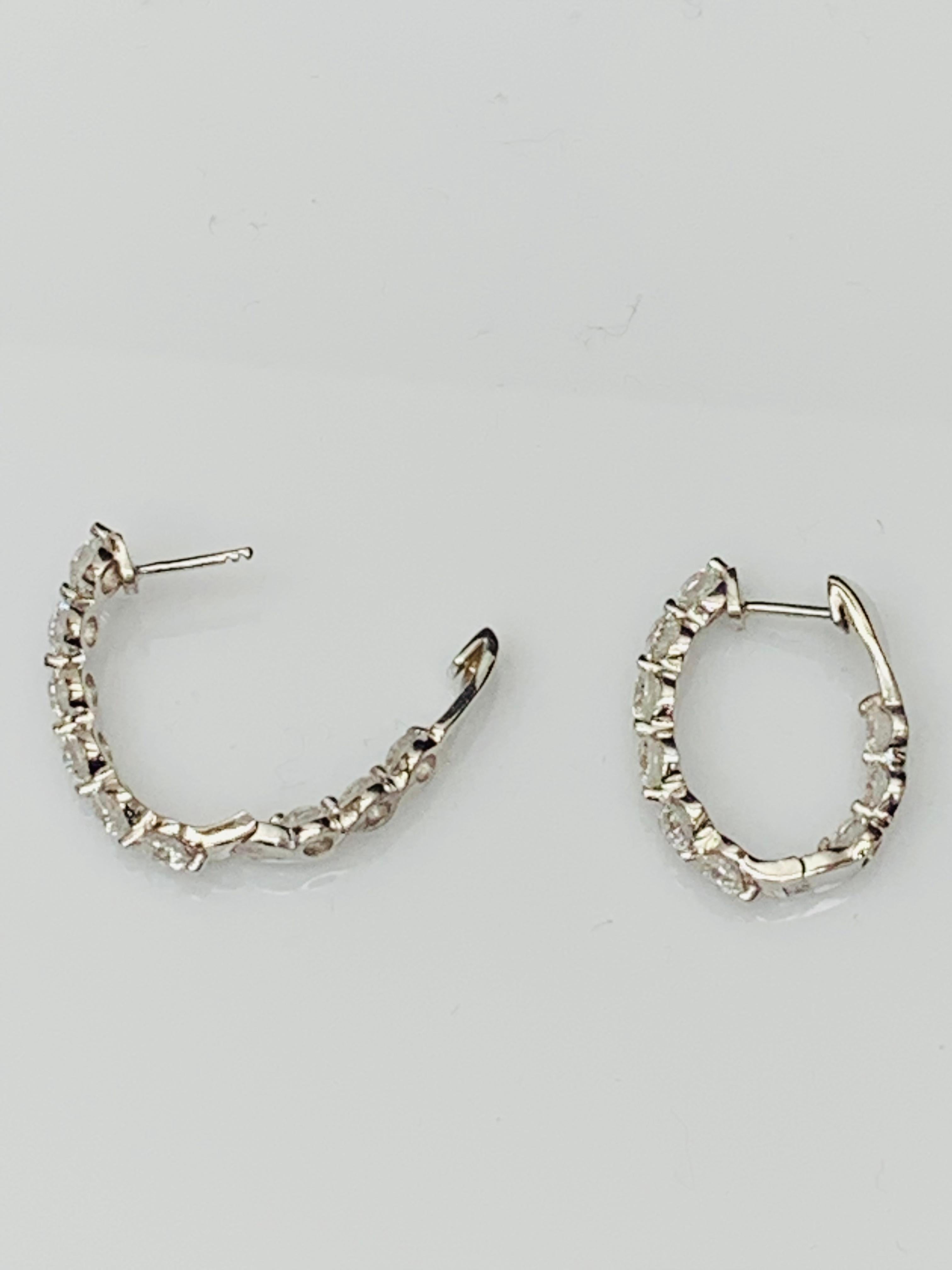 3,85 Karat Diamant-Creolen aus 14K Weißgold mit Rundschliff Damen im Angebot