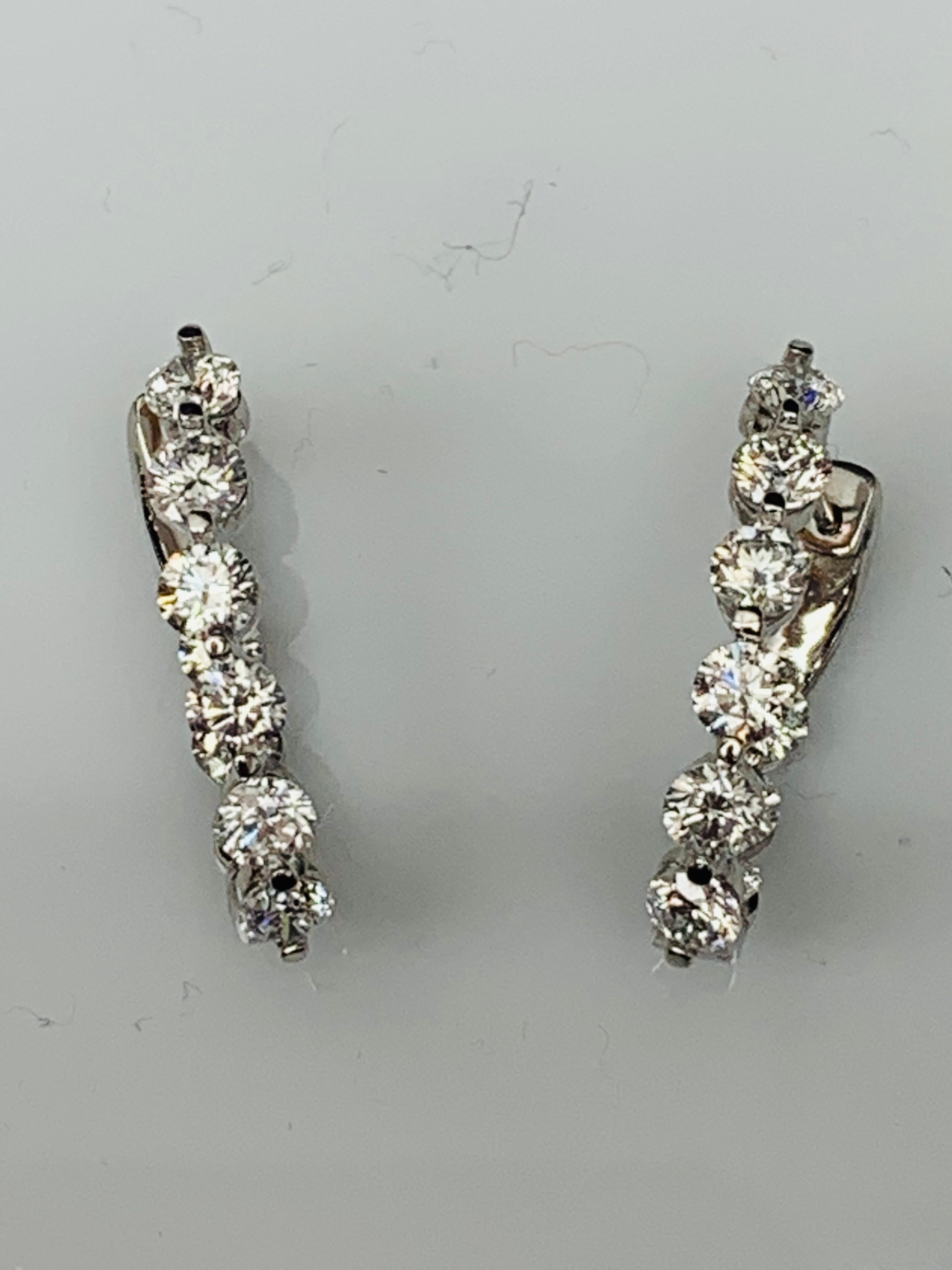 3.85 Carat Round Cut Diamond Hoop Earrings in 14K White Gold For Sale 3
