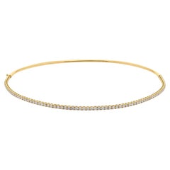 3.85 Carat SI/H Diamond Sleek Choker Necklace 14 Karat Yellow Gold