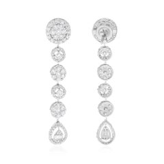 3.85 Carat SI/H Round Brilliant Cut Diamond Drop Earrings 18 Karat White Gold