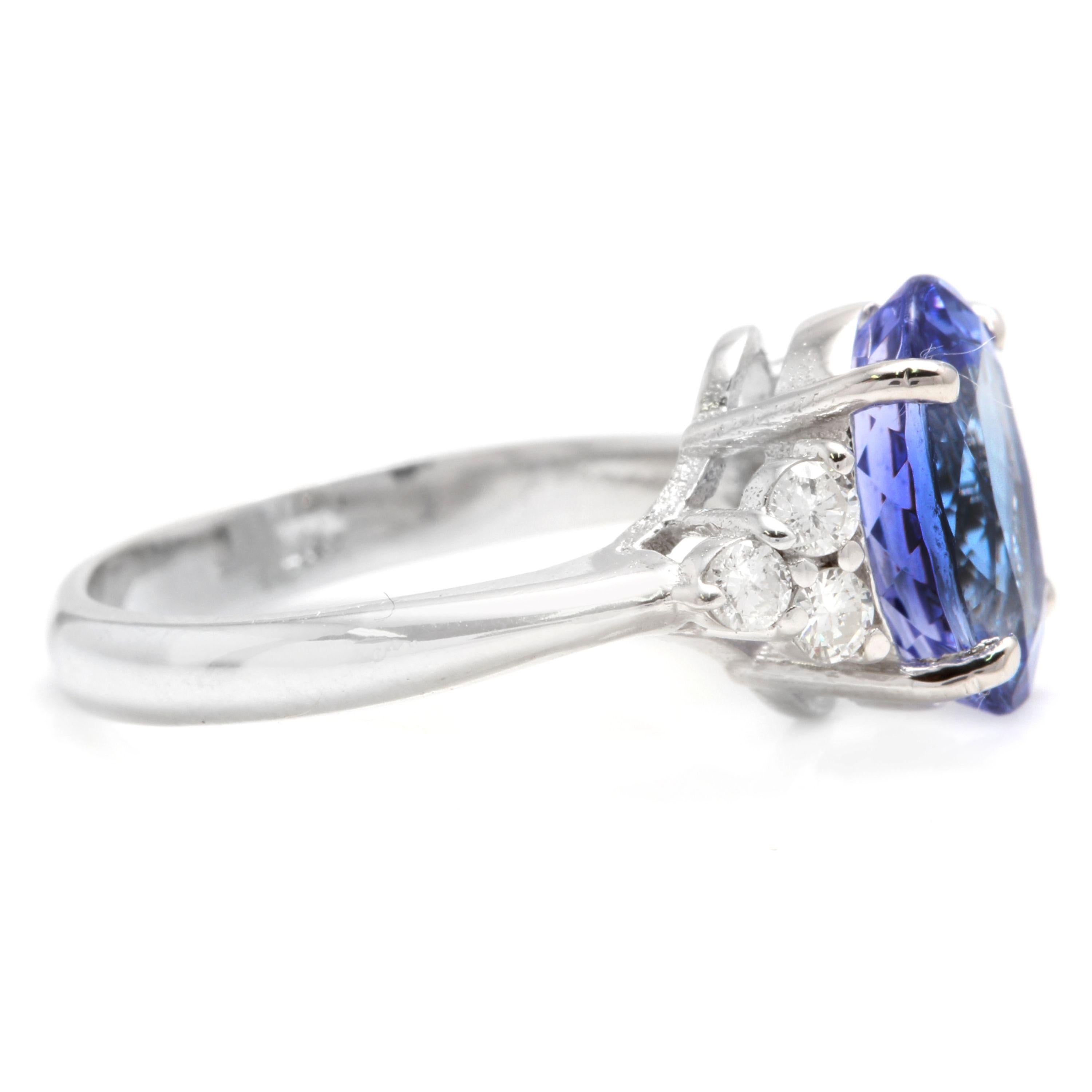 Rose Cut 3.85 Carat Natural Very Nice Looking Tanzanite and Diamond 14 Karat Solid Gold For Sale