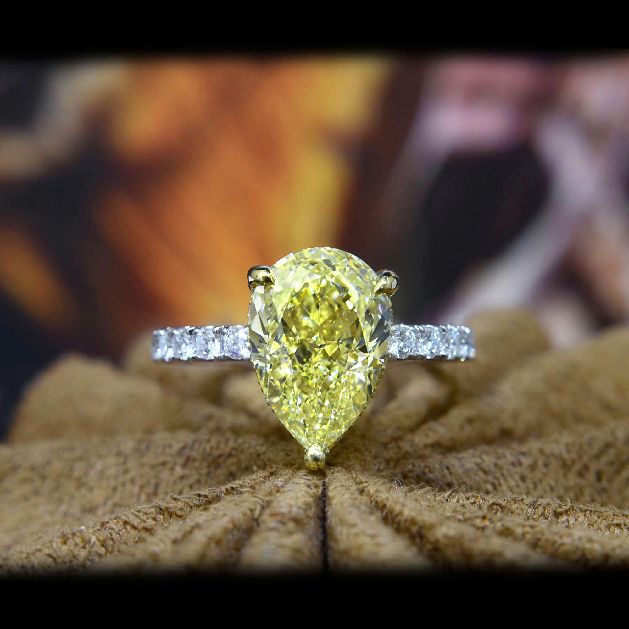 pear shaped canary diamond ring