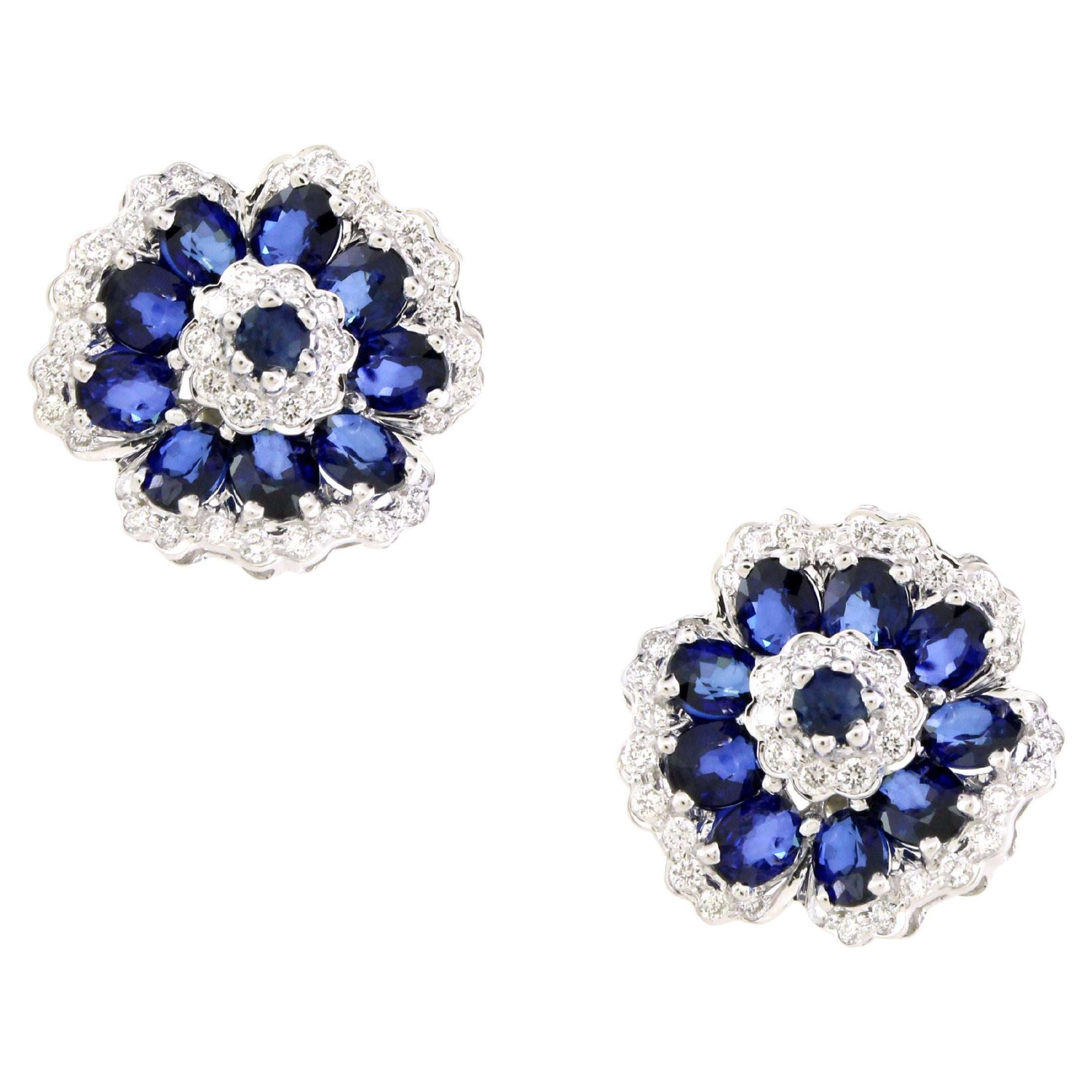3.85 cts of Sapphire flower Earrings