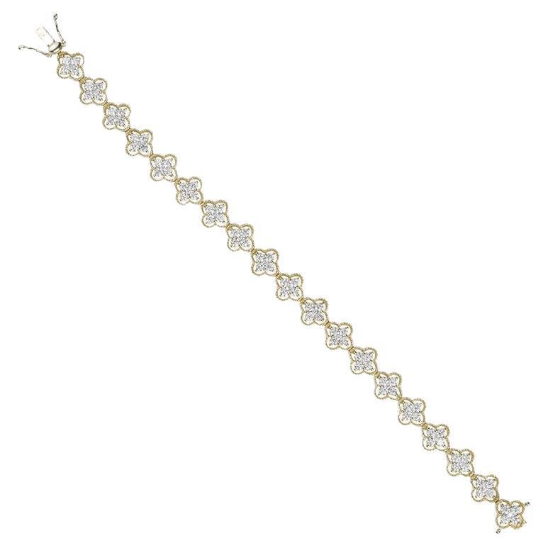 3,85 Karat runde Diamanten 14K Gelbgold Moonlight Kollektion Blumenarmbänder
