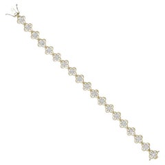 3.85 CTW Diamantes Redondos 14K Oro Amarillo Moonlight Collection Pulseras Florales
