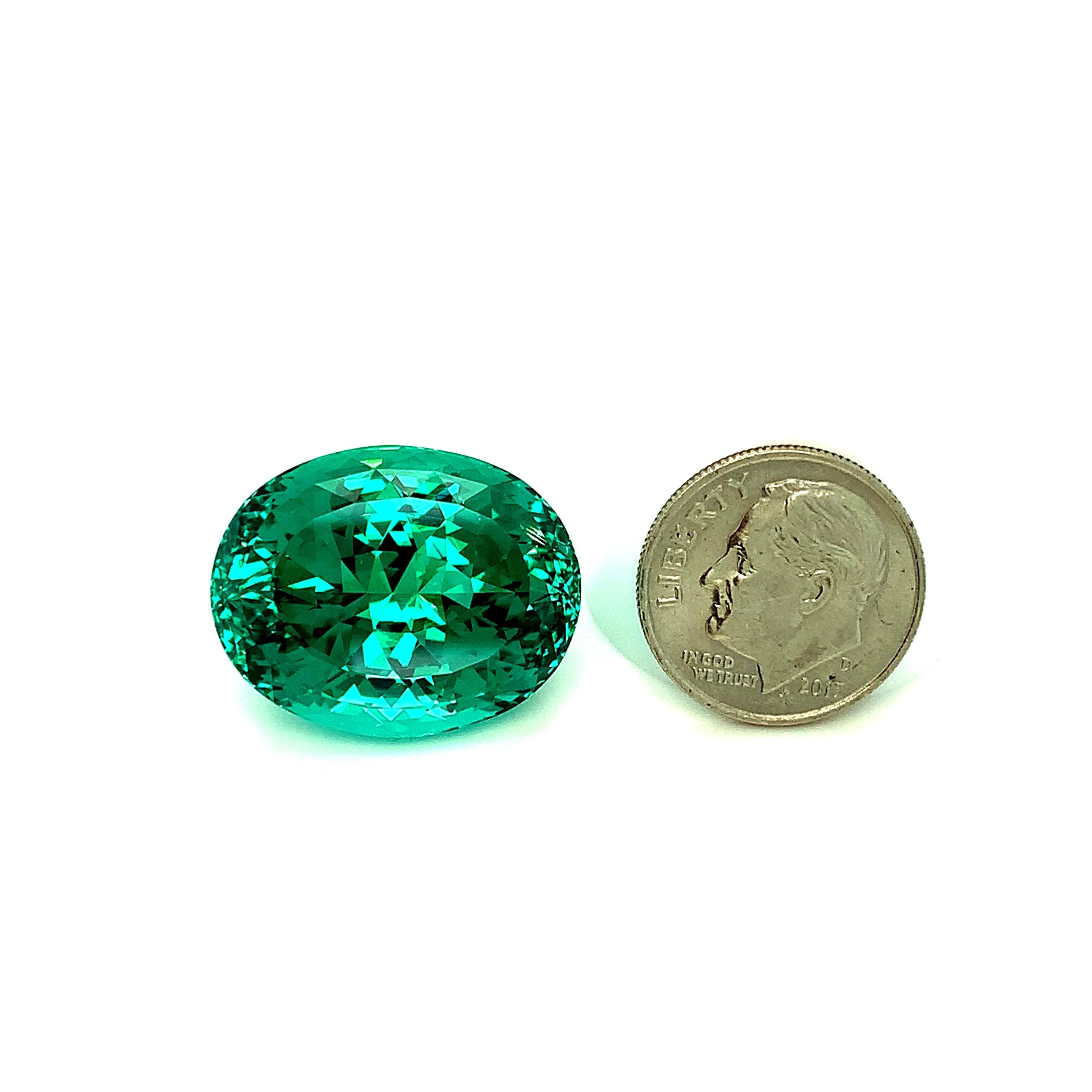 38.54 Carat Blue Green Tourmaline, Loose Gemstone, GIA Certified 6