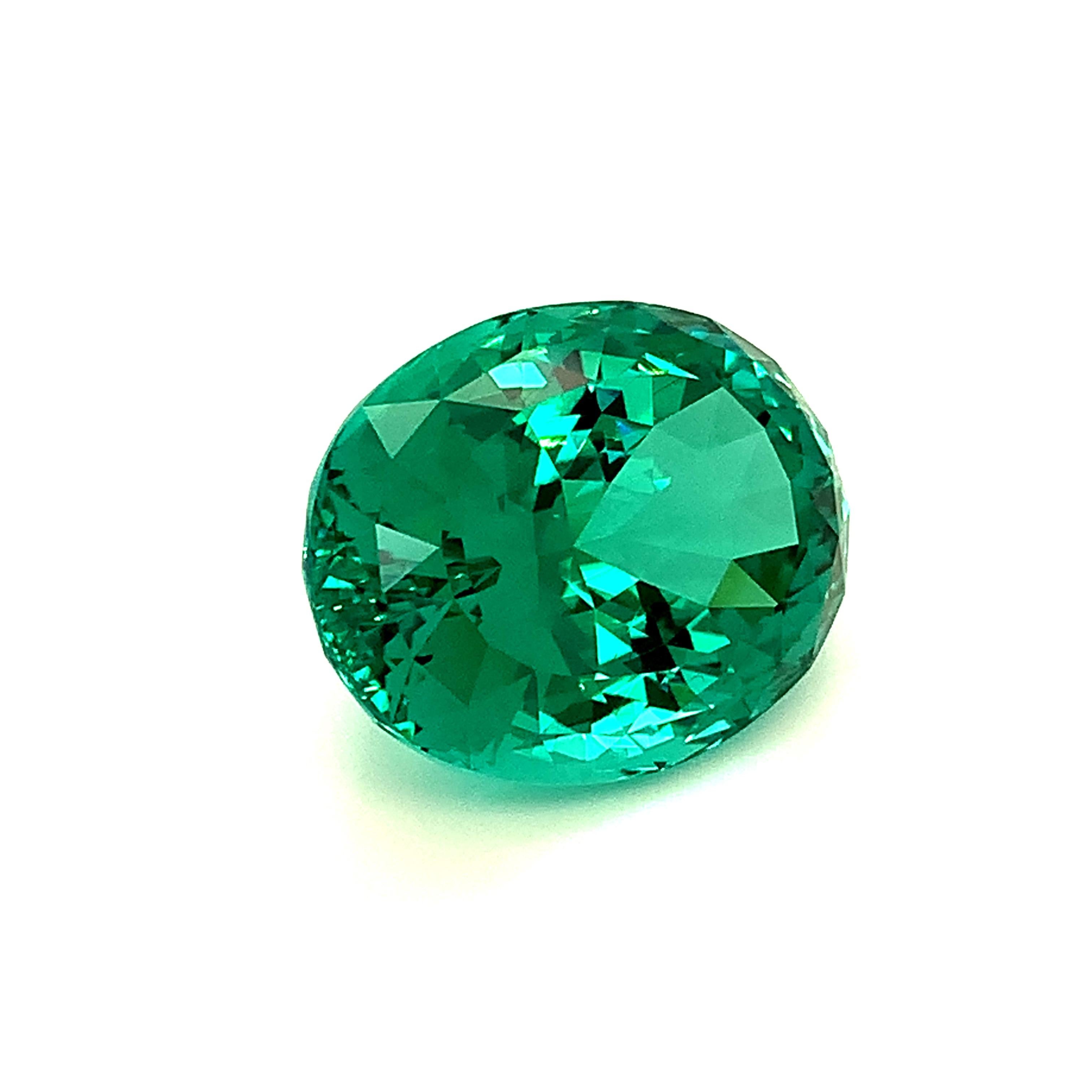 38.54 Carat Blue Green Tourmaline, Loose Gemstone, GIA Certified In New Condition In Los Angeles, CA