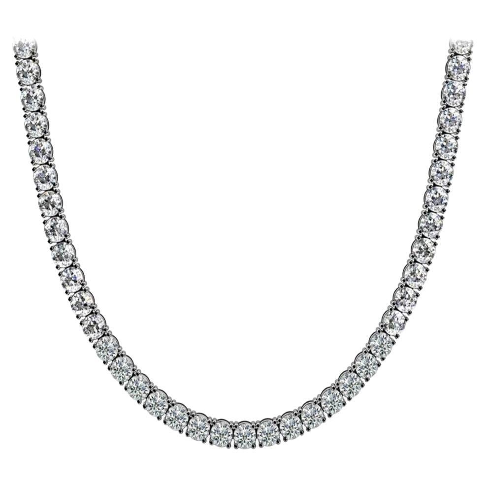 55 Karat Prong Set Runder Diamant 14 Karat Tennis Halskette im Angebot