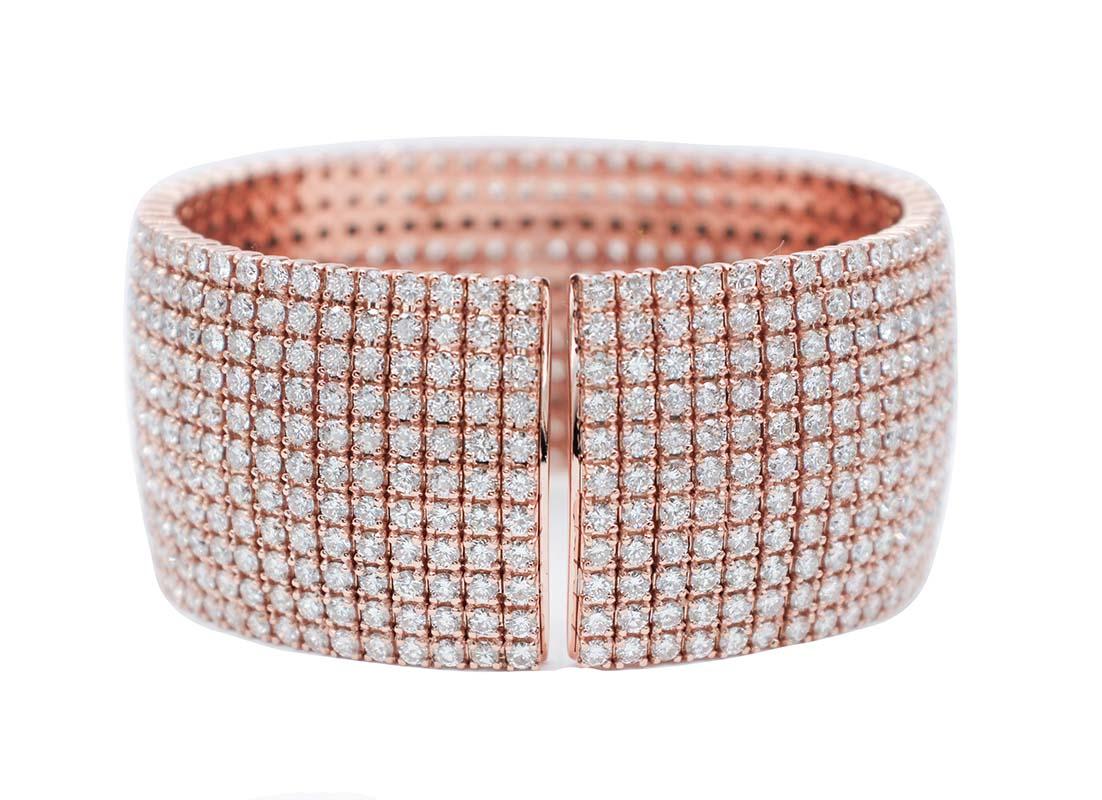 38,56 Karat F/G Farbe IF Clarity Diamanten, 18Kt Roségold Armband mit Klappverschluss (Moderne) im Angebot