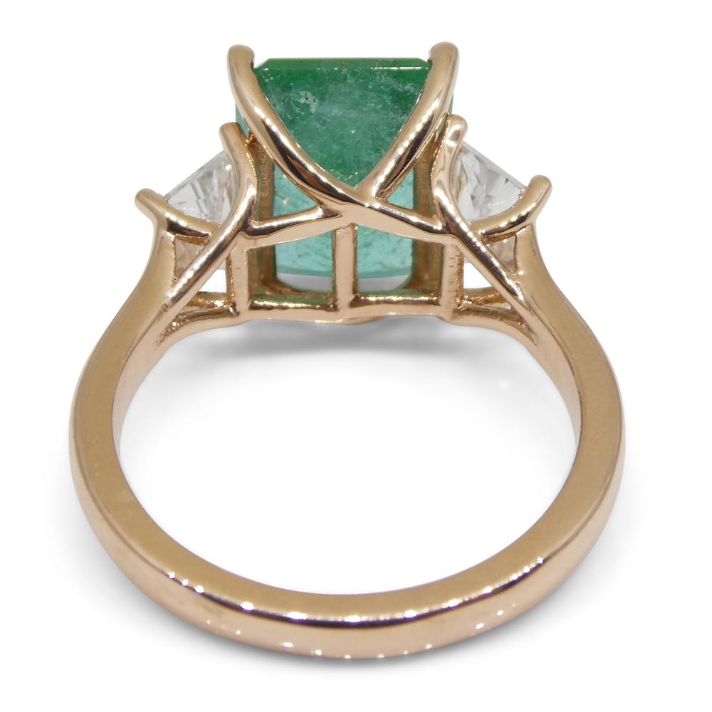 3.85ct Emerald & 0.95ct White Sapphire Ring in 14k Pink / Rose Gold For Sale 2