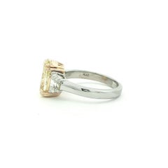 3.81ct. Fancy Yellow Oval-Cut Diamond & Half Moon Diamond Ring in 18KY Gold & PT